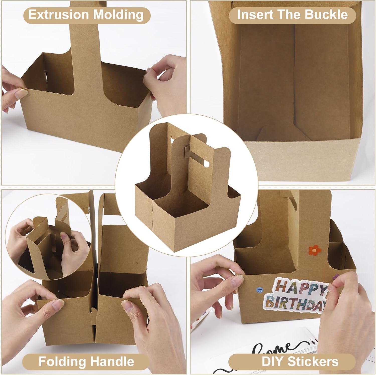 Grossiste 30 Pcs Porte-gobelet en Kraft Carton assemblables avec 30 autocollants Joyeux Anniversaire, OEM porte-gobelets à emporter pour cafés et boissons. Grossiste 30 Pcs Porte-gobelet en Kraft Carton assemblables avec 30 autocollants Joyeux Anniversaire, OEM porte-gobelets à emporter pour cafés et boissons.