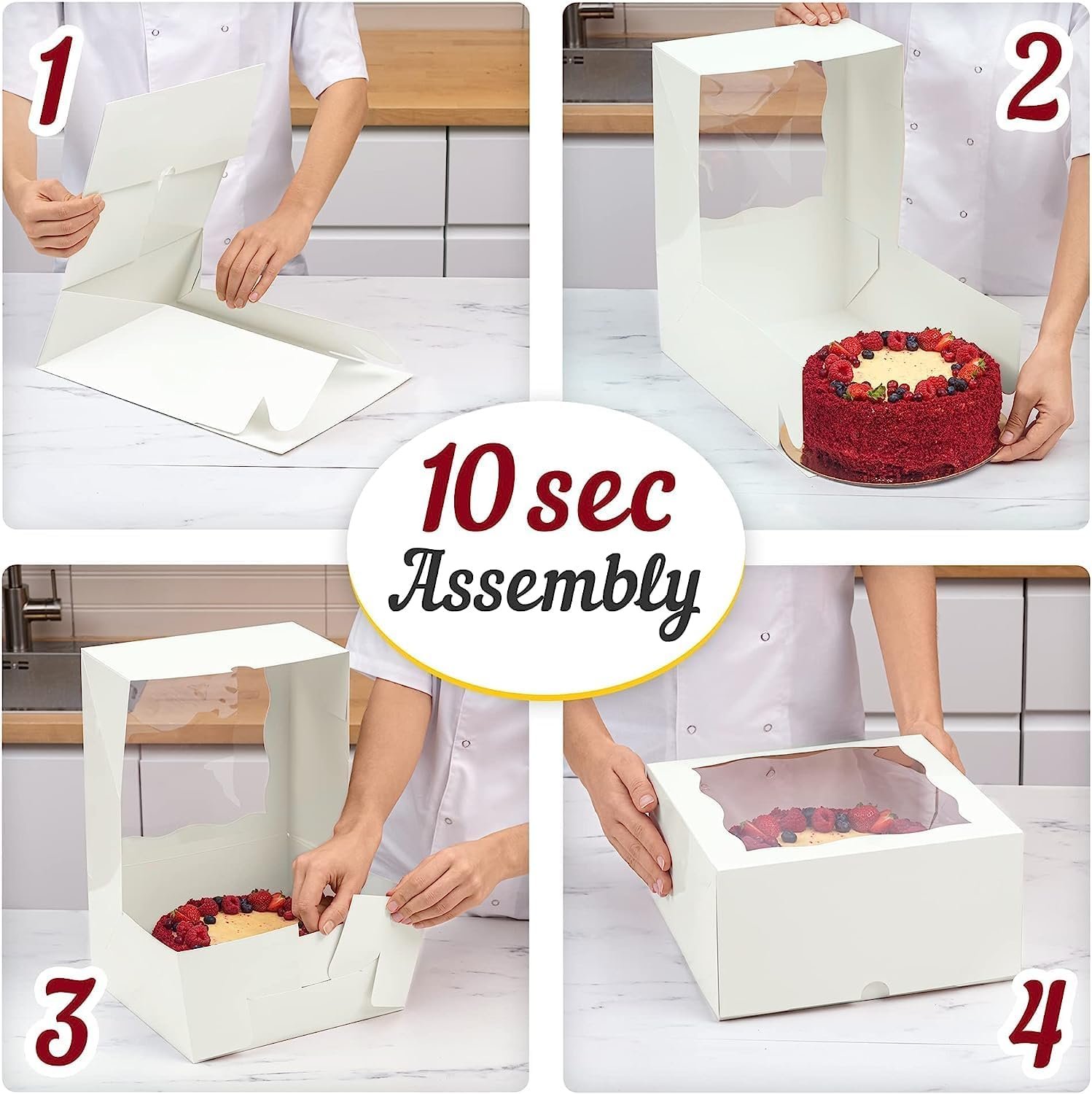 Grossiste en Boîtes à Gâteau Premium - Ensemble de 12 Boîtes en Carton Solides 10