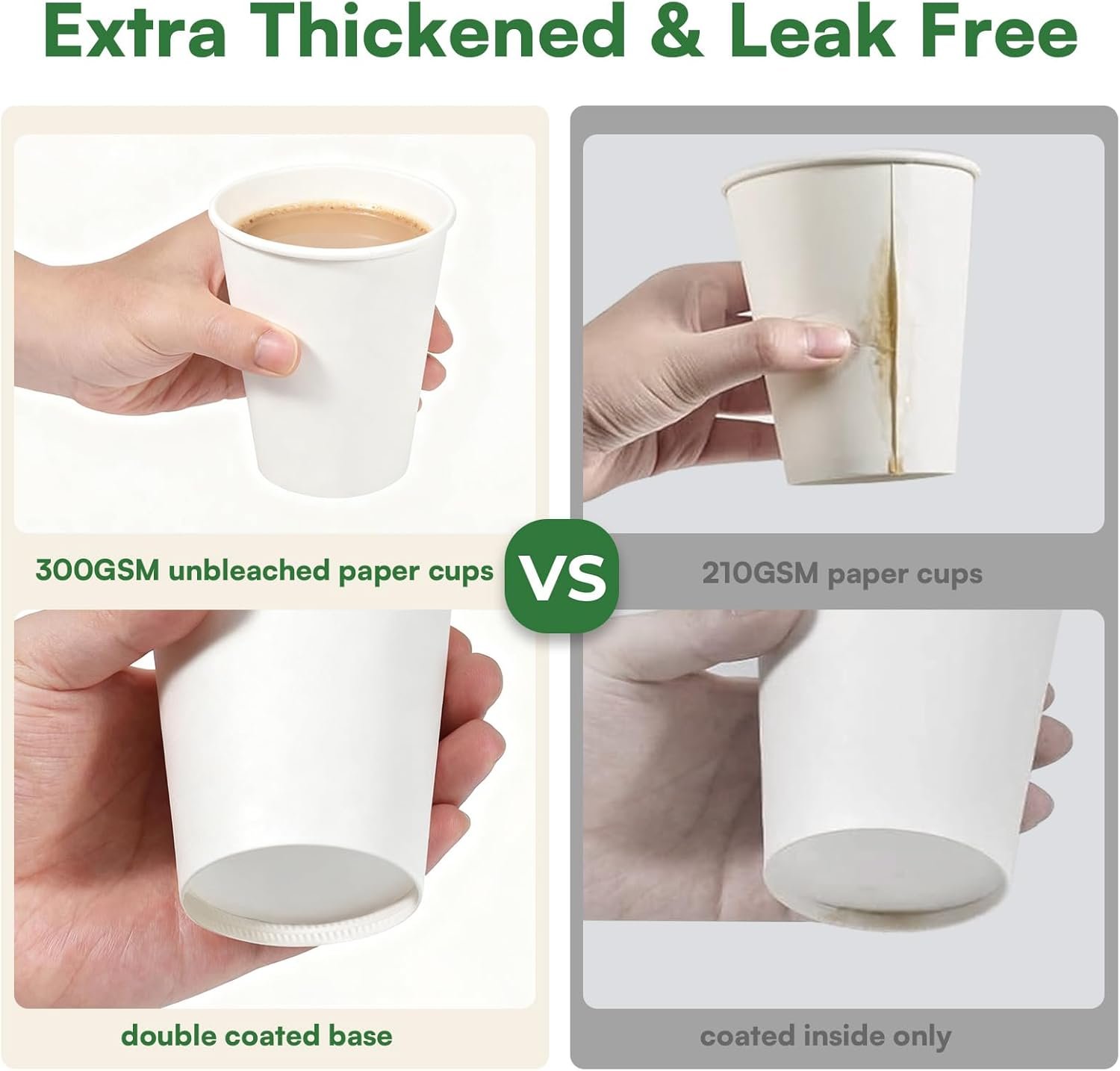 Gobelets en papier blancs 12 oz pour café, 1000 pièces en vrac, gobelets chauds étanches et sans BPA, 300GSM, gobelets à boire unbleachés pour la maison, le bureau et les soirées OEM. Gobelets en papier blancs 12 oz pour café, 1000 pièces en vrac, gobelets chauds étanches et sans BPA, 300GSM, gobelets à boire unbleachés pour la maison, le bureau et les soirées OEM.