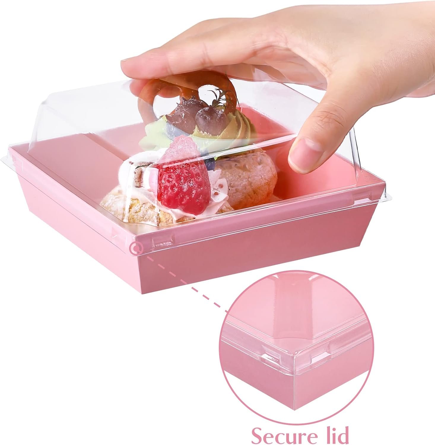 Grossiste en Vrac Boîtes à Charcuterie Petites avec Couvercles transparents, Contenants alimentaires jetables de 5 pouces pour sandwich, cookie, pâtisserie, part de gâteau (rose, 50 unités) - Fabricant avec Logo Personnalisé Grossiste en Vrac Boîtes à Charcuterie Petites avec Couvercles transparents, Contenants alimentaires jetables de 5 pouces pour sandwich, cookie, pâtisserie, part de gâteau (rose, 50 unités) - Fabricant avec Logo Personnalisé