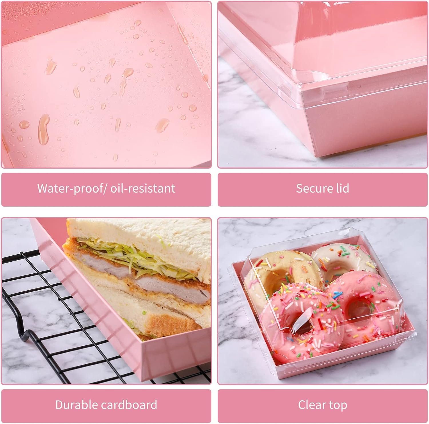 Grossiste en Vrac Boîtes à Charcuterie Petites avec Couvercles transparents, Contenants alimentaires jetables de 5 pouces pour sandwich, cookie, pâtisserie, part de gâteau (rose, 50 unités) - Fabricant avec Logo Personnalisé Grossiste en Vrac Boîtes à Charcuterie Petites avec Couvercles transparents, Contenants alimentaires jetables de 5 pouces pour sandwich, cookie, pâtisserie, part de gâteau (rose, 50 unités) - Fabricant avec Logo Personnalisé