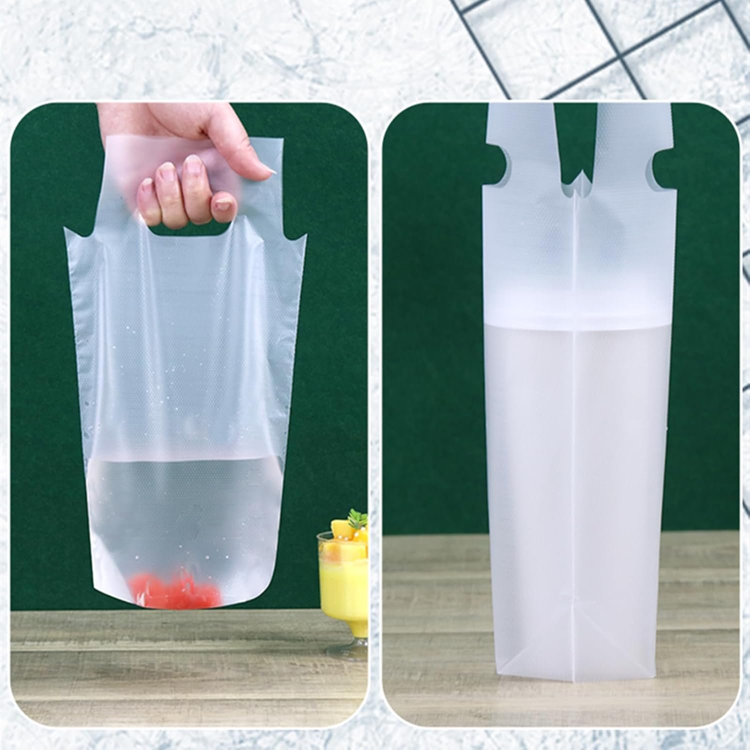 Grossiste de sacs à boissons en plastique 500 unités, support à emporter avec logo personnalisé, emballage transparent pour café et jus, fabricant de pochettes individuelles pour restaurants.