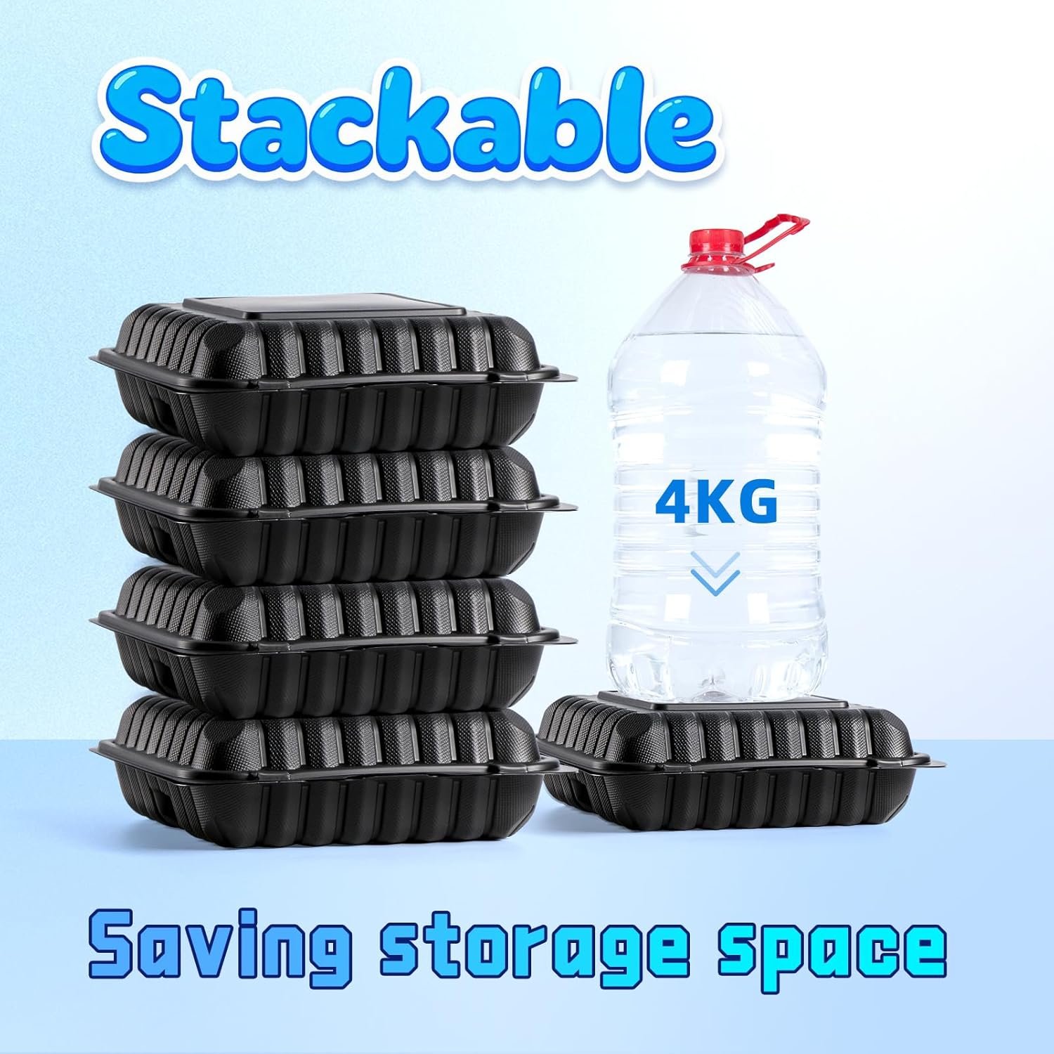 Grossiste Contenants Alimentaires 55 Pack 8x8 34 oz BPA Gratuit | Fabricant Réutilisables & jetables solides Clamshell à emporter | Logo Personnalisé Boîte à Lunch 3 Compartiments Micro-ondable