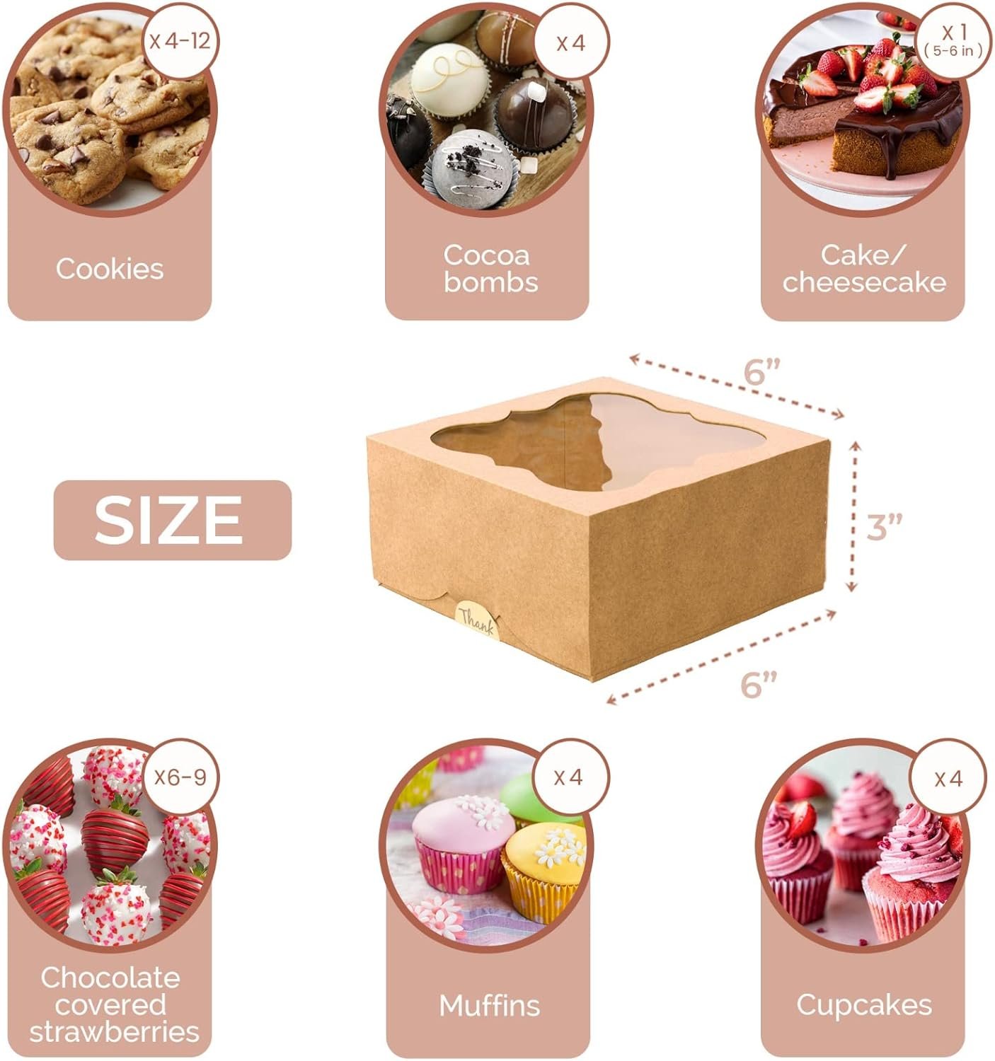 Grossiste en Vrac de Boîtes à Biscuits - Boîtes de Pâtisserie avec Fenêtre 6X6X3 Pouces - Fournisseur de Contenants Épais pour Gourmandises, Desserts, Fraises, Cupcakes, Bonbons, Charcuterie, Produits de Boulangerie et Pâtisserie - Logo Personnalisé Grossiste en Vrac de Boîtes à Biscuits - Boîtes de Pâtisserie avec Fenêtre 6X6X3 Pouces - Fournisseur de Contenants Épais pour Gourmandises, Desserts, Fraises, Cupcakes, Bonbons, Charcuterie, Produits de Boulangerie et Pâtisserie - Logo Personnalisé