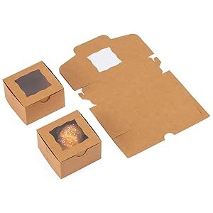 Grossiste en Vrac Boîtes à Gâteaux en Papier avec Fenêtre 100 Pcs 4x4x2,5 pouces pour Pâtisseries Cupcakes et Bonbons - Logo Personnalisé Disponible auprès du Fabricant