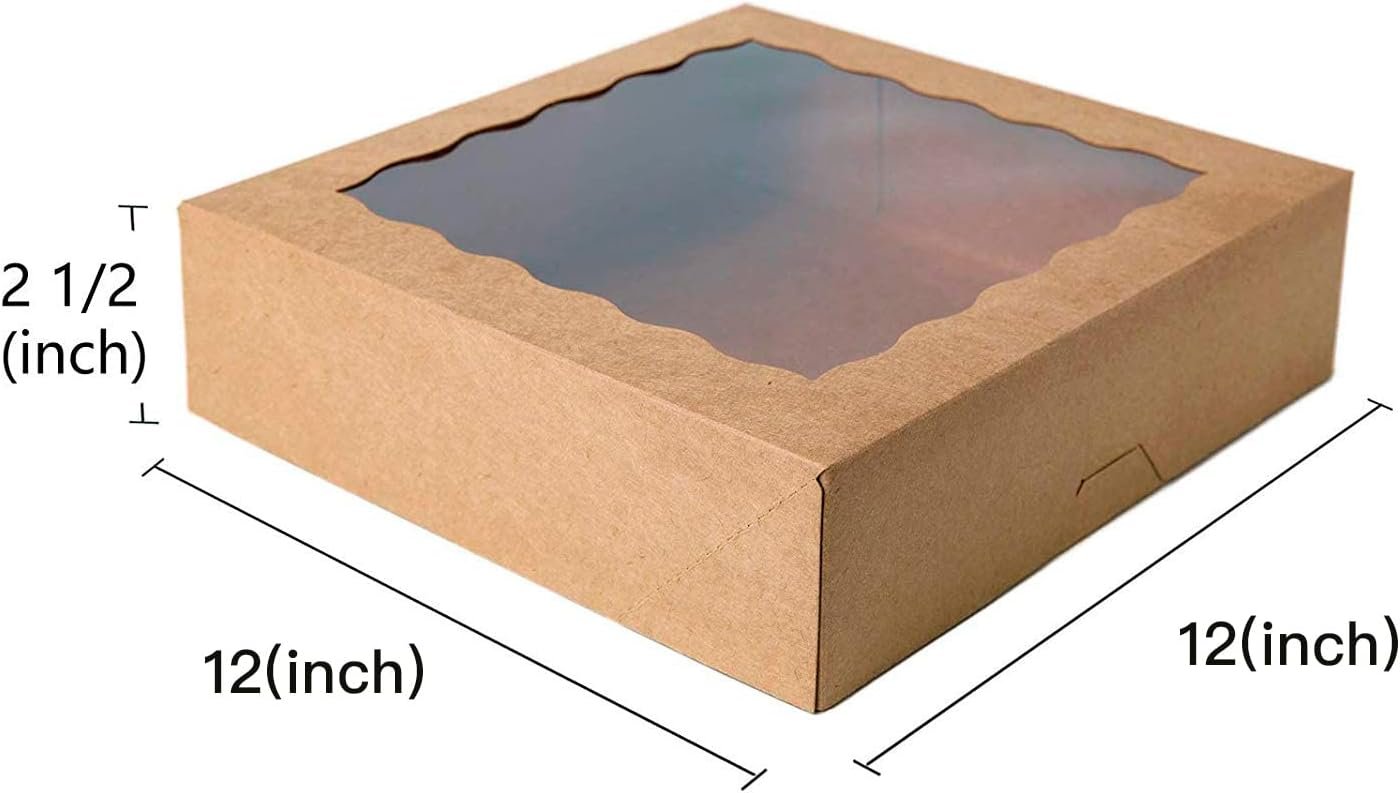 Grossiste boîte à pâtisserie Kraft de 12 pouces, logo personnalisé, contenant 12 grandes boîtes à tarte de 12x12x2,5 pouces avec fenêtre en PVC, fournisseur de solutions jetables. Grossiste boîte à pâtisserie Kraft de 12 pouces, logo personnalisé, contenant 12 grandes boîtes à tarte de 12x12x2,5 pouces avec fenêtre en PVC, fournisseur de solutions jetables.