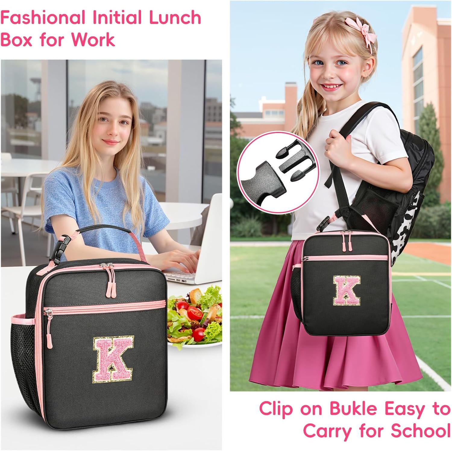 Lunch box personnalisée avec logo, sac à lunch isotherme pour filles et femmes, boîte thermos adorable pour le travail, le camping, et les cadeaux de rentrée (rose, K) - grossiste, fabricant, vente en gros.