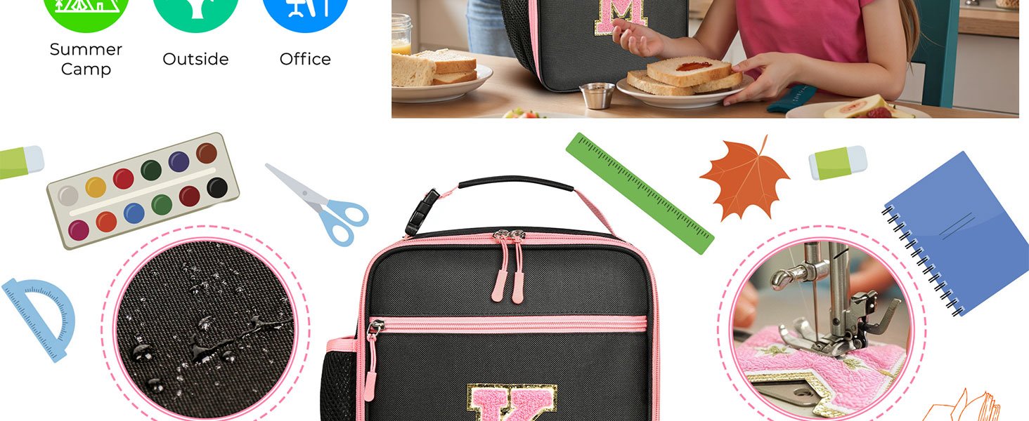 Lunch box personnalisée avec logo, sac à lunch isotherme pour filles et femmes, boîte thermos adorable pour le travail, le camping, et les cadeaux de rentrée (rose, K) - grossiste, fabricant, vente en gros.