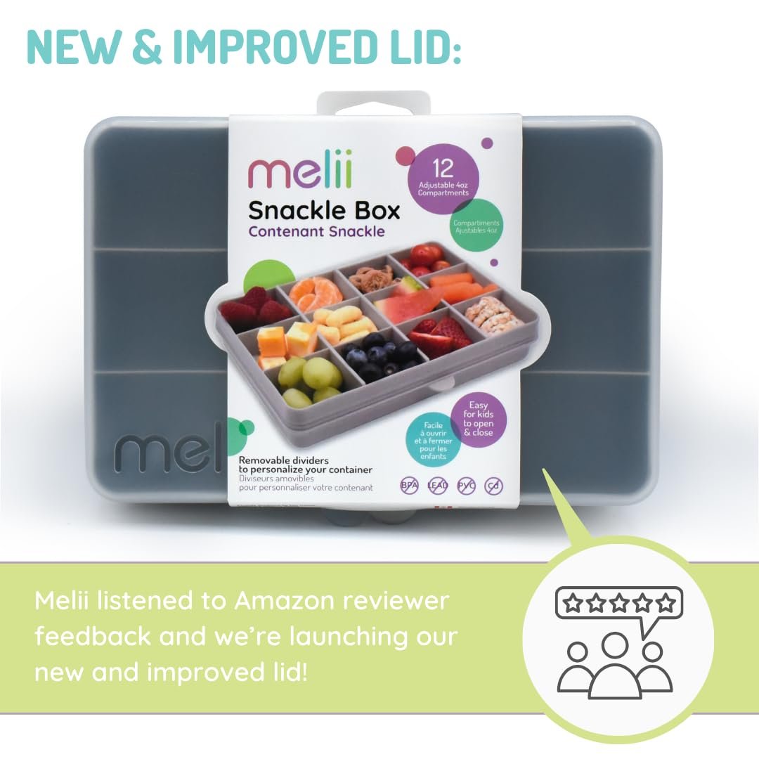 Grossiste boîte à collations 12 Compartiments | Récipient alimentaire BPA-Free avec séparateurs amovibles pour voyage, école et en déplacement | Fabricant d'organisateurs pour enfants et famille (Gris) | OEM disponible.