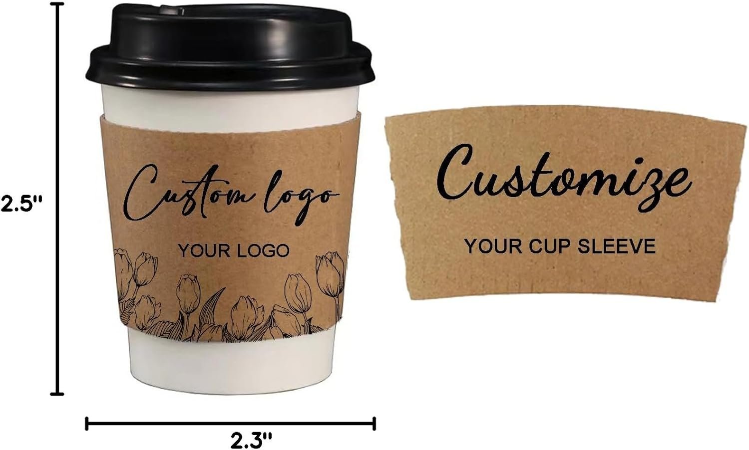 Grossiste en gobelets à café personnalisés, manches jetables écologiques en kraft,  marque blanche pour amateurs de café/Cadeau de mariage/Baby shower/Retraite (Kraft) OEM