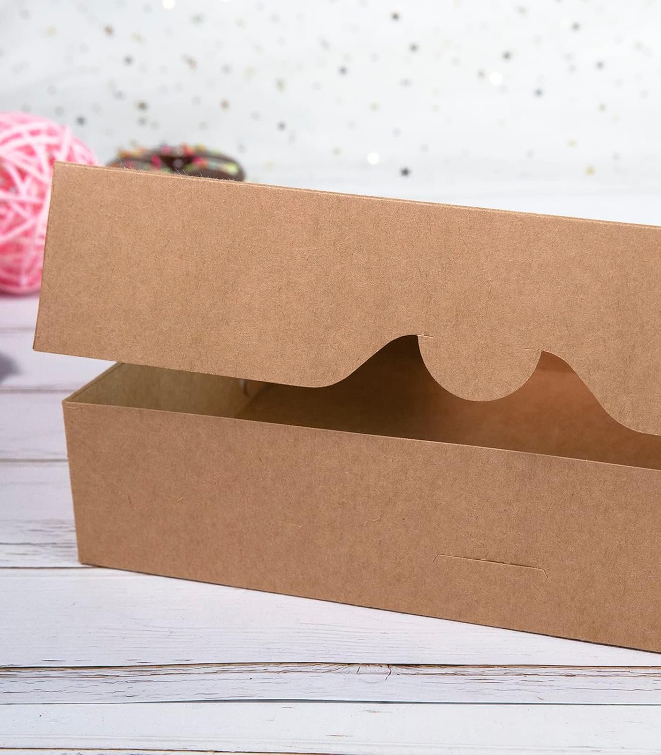 Boîte à pâtisserie marron 14x10x3 pouces, conteneurs à emporter en carton naturel, packs de 15 - Vente en gros de donuts, muffins et cookies avec fenêtre en PVC - Logo personnalisé par fournisseur.