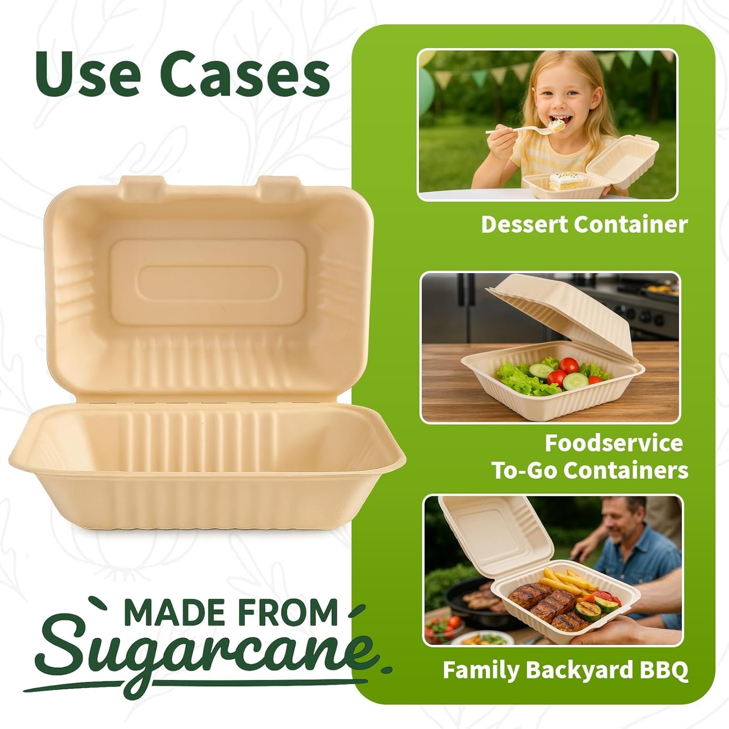 Grossiste contenant à emporter 9x6 pouces, 75 pack de boîtes compostables en bagasse de canne à sucre, récipients jetables pour repas, OEM, avec couvercles, micro-ondable Grossiste contenant à emporter 9x6 pouces, 75 pack de boîtes compostables en bagasse de canne à sucre, récipients jetables pour repas, OEM, avec couvercles, micro-ondable