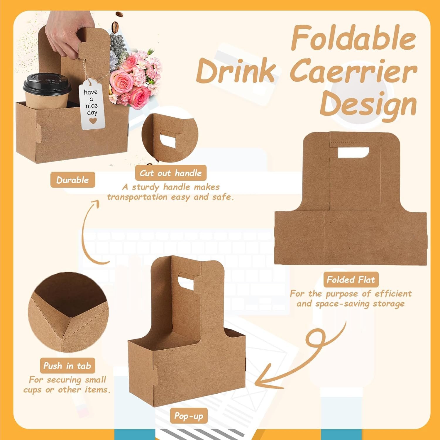 Grossiste porte-gobelet en papier 10 pièces 2 tasses avec poignée, Fournisseur pour services de livraison alimentaire, OEM pour boissons chaudes et froides avec carte cœur pour la semaine d'appréciation des enseignants et la fête des mères. Grossiste porte-gobelet en papier 10 pièces 2 tasses avec poignée, Fournisseur pour services de livraison alimentaire, OEM pour boissons chaudes et froides avec carte cœur pour la semaine d'appréciation des enseignants et la fête des mères.