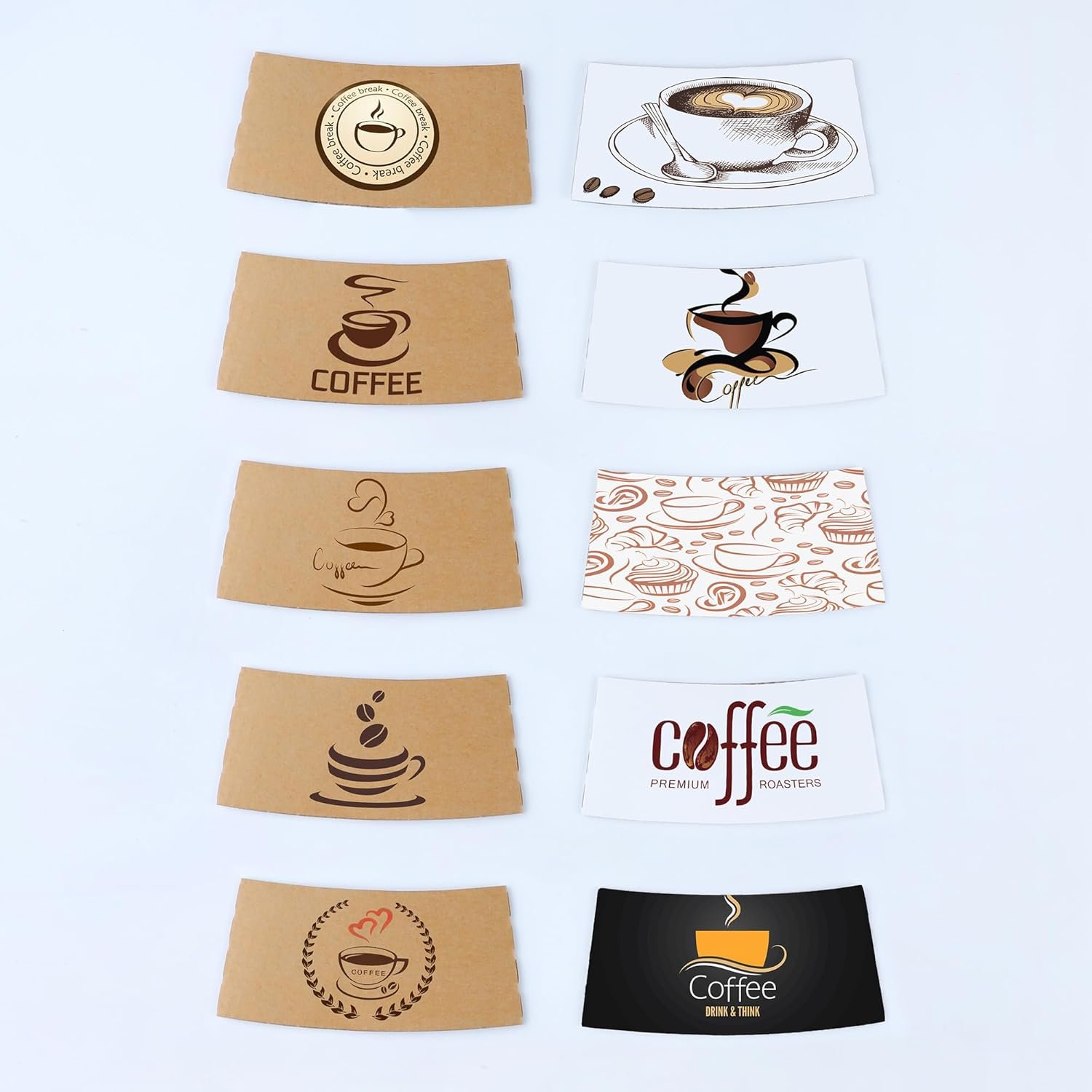 Grossiste de manchons à café en carton ondulé personnalisés, insulateurs de boisson avec logo personnalisé pour fête, mariage, anniversaire, engagement (50pcs) - Fabricant fiable en vente en gros.