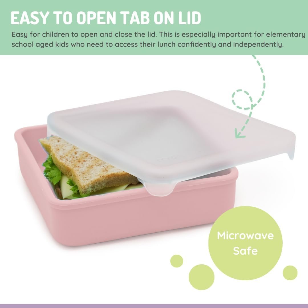 Grossiste Conteneur de Sandwich en Silicone Réutilisable | Capacité Étanche, Boîte à Lunch Facile à Ouvrir, Sans BPA, Compatible Lave-Vaisselle & Micro-ondes, Fournisseur pour Enfants & Adultes (Rose) OEM