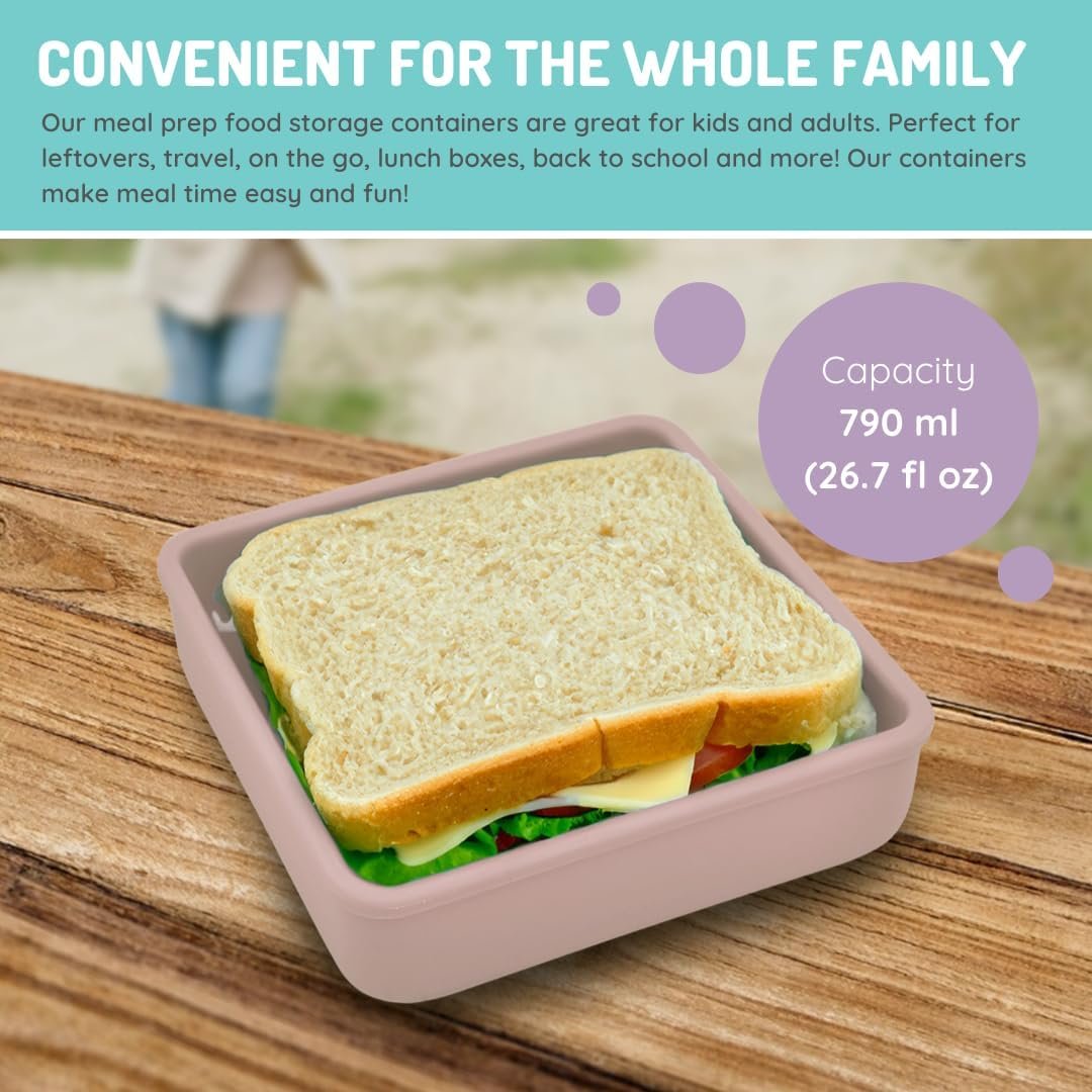 Grossiste Conteneur de Sandwich en Silicone Réutilisable | Capacité Étanche, Boîte à Lunch Facile à Ouvrir, Sans BPA, Compatible Lave-Vaisselle & Micro-ondes, Fournisseur pour Enfants & Adultes (Rose) OEM