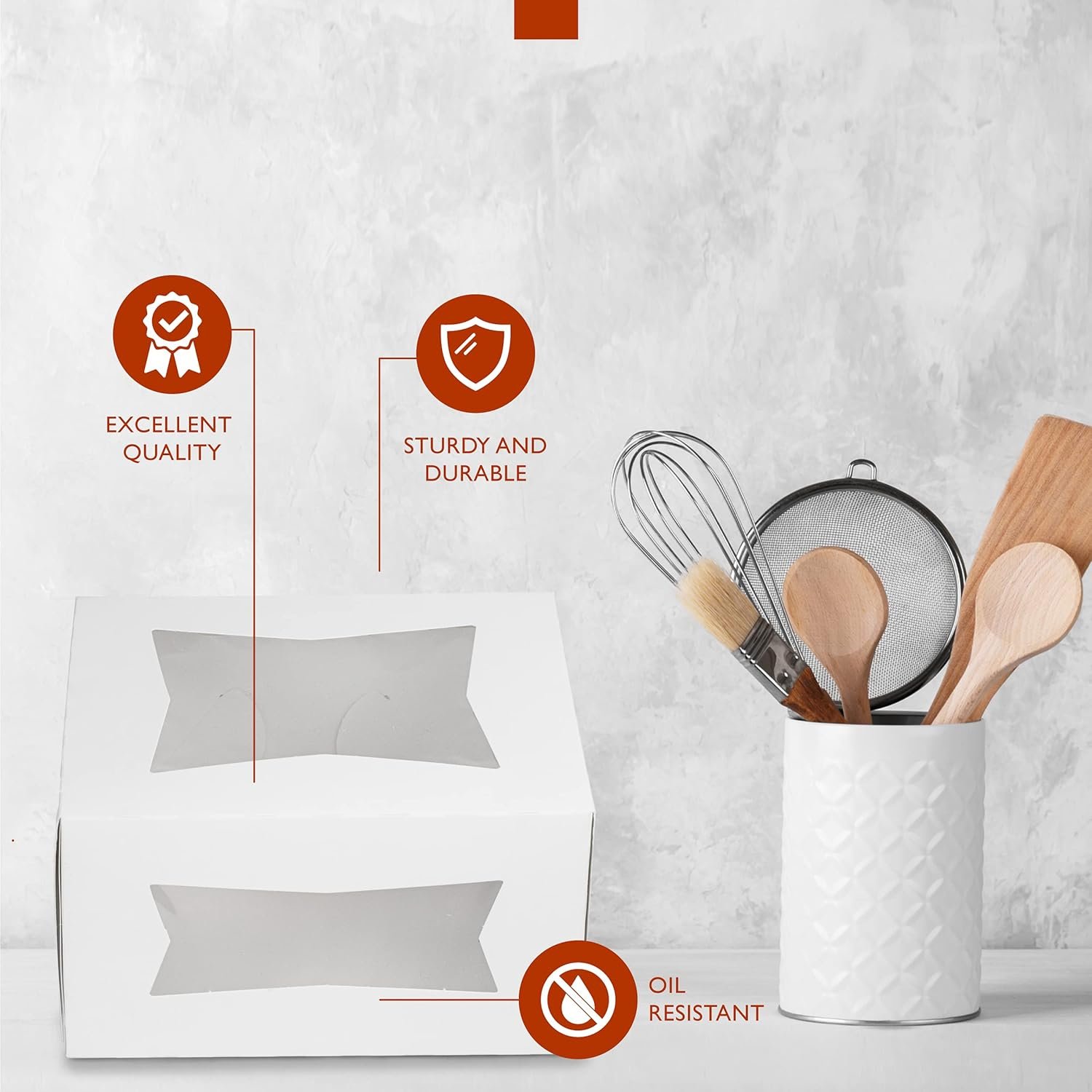 Grossiste boîtes à gâteaux avec fenêtre 8 x 8 x 4 pouces, emballages blancs pour desserts, cookies et pâtisseries, boîte cadeau, Logo Personnalisé, Fabricant de contenants pour la Saint-Valentin, Noël.