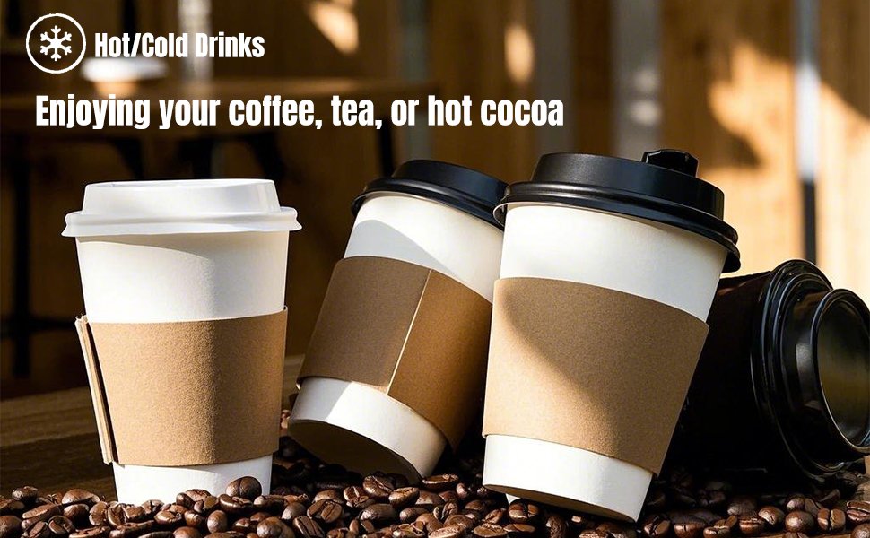 Grossiste 20-100PCS Manches en papier blanc personnalisées pour tasses à café, Fournisseur de manches en carton jetables, Logo personnalisé pour événements tels que mariages et baby showers.