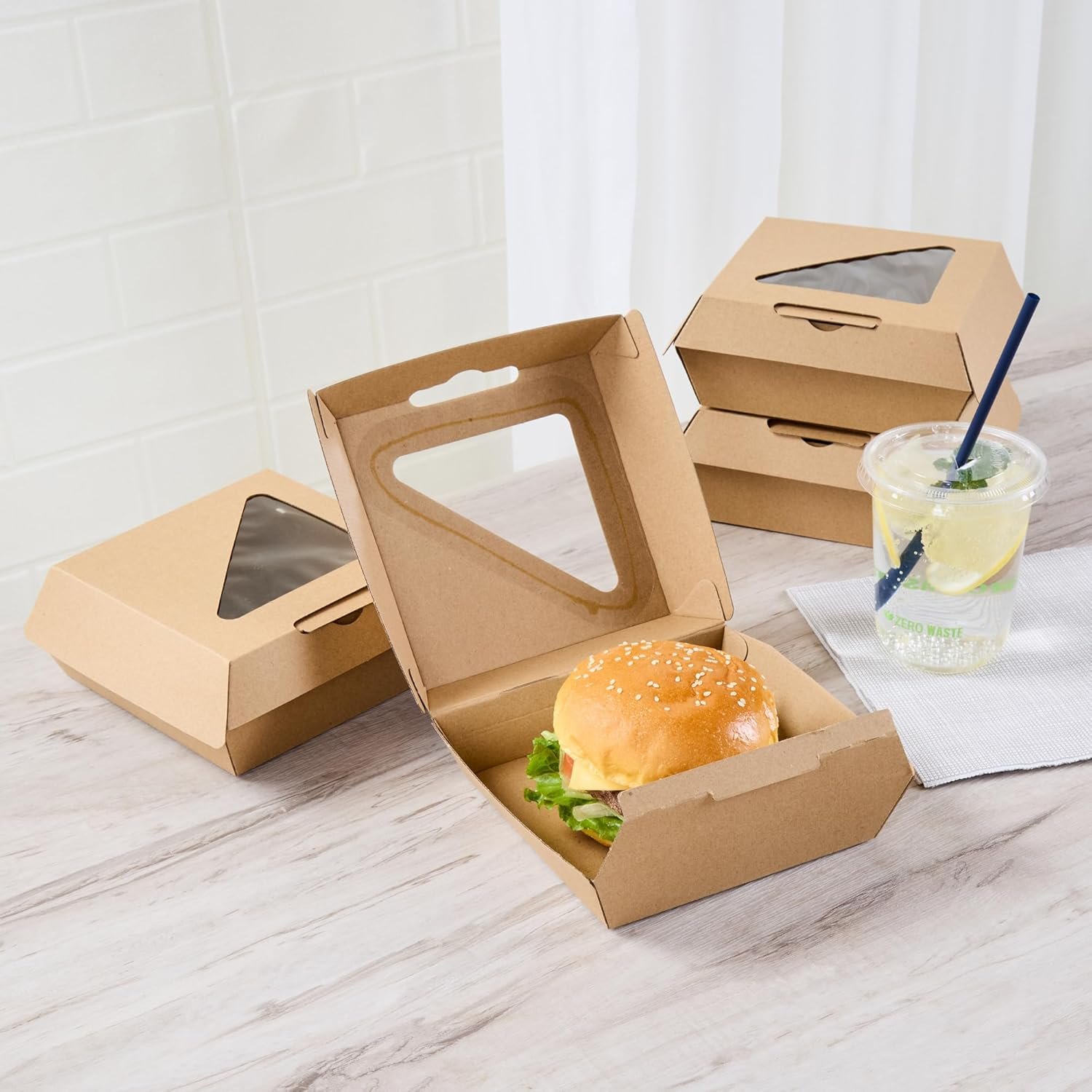 Grossiste Conteneur Alimentaire en Coquille 100 Compte 5,41 x 5,5 x 2,63 Pouces Boîte à Emporter en Carton Zingué Kraft Résistante à la Graisse pour Burgers et Sandwiches, Fabricant de Solutions Personnalisées