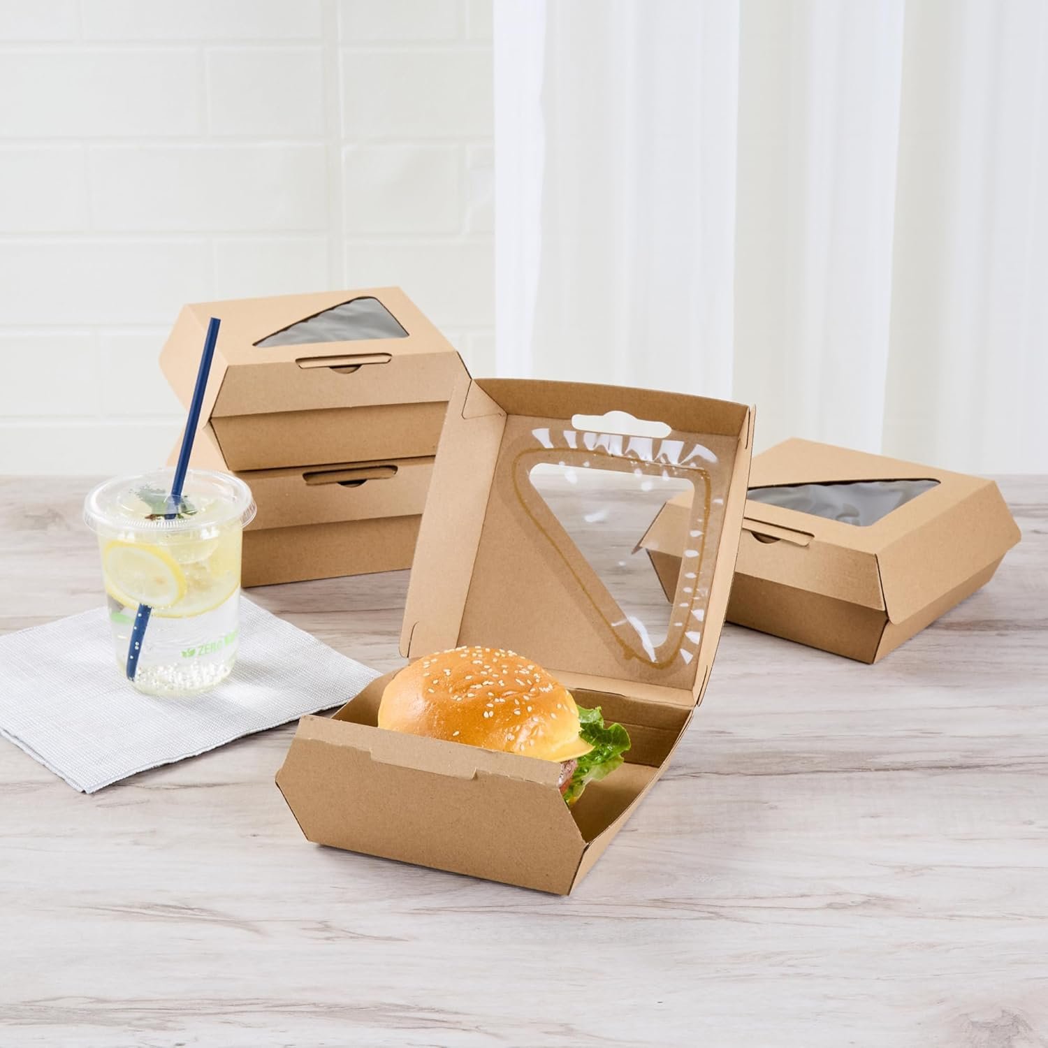 Grossiste Conteneur Alimentaire en Coquille 100 Compte 5,41 x 5,5 x 2,63 Pouces Boîte à Emporter en Carton Zingué Kraft Résistante à la Graisse pour Burgers et Sandwiches, Fabricant de Solutions Personnalisées