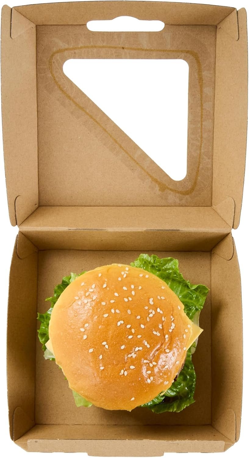 Grossiste Conteneur Alimentaire en Coquille 100 Compte 5,41 x 5,5 x 2,63 Pouces Boîte à Emporter en Carton Zingué Kraft Résistante à la Graisse pour Burgers et Sandwiches, Fabricant de Solutions Personnalisées
