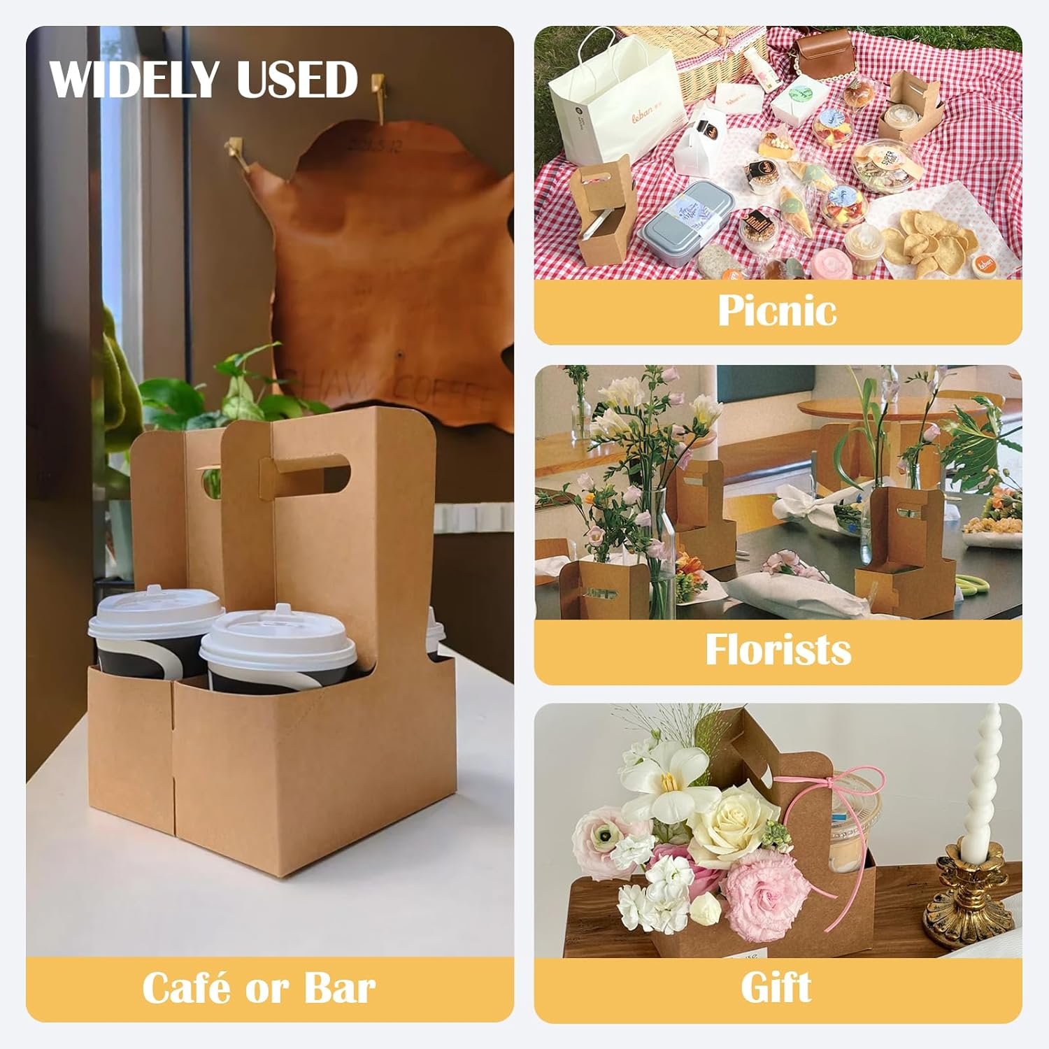 Grossiste Support à boissons 2 tasses avec poignée, 32 pièces en carton brun, porte-gobelets jetables pour café ou livraison de nourriture, Logo Personnalisé, Fabricant de contenants à emporter (Brun, 32 pièces) Grossiste Support à boissons 2 tasses avec poignée, 32 pièces en carton brun, porte-gobelets jetables pour café ou livraison de nourriture, Logo Personnalisé, Fabricant de contenants à emporter (Brun, 32 pièces)