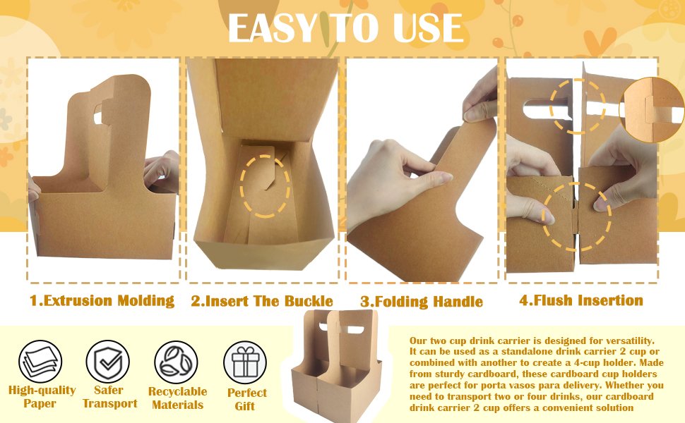 Grossiste Support à boissons 2 tasses avec poignée, 32 pièces en carton brun, porte-gobelets jetables pour café ou livraison de nourriture, Logo Personnalisé, Fabricant de contenants à emporter (Brun, 32 pièces) Grossiste Support à boissons 2 tasses avec poignée, 32 pièces en carton brun, porte-gobelets jetables pour café ou livraison de nourriture, Logo Personnalisé, Fabricant de contenants à emporter (Brun, 32 pièces)