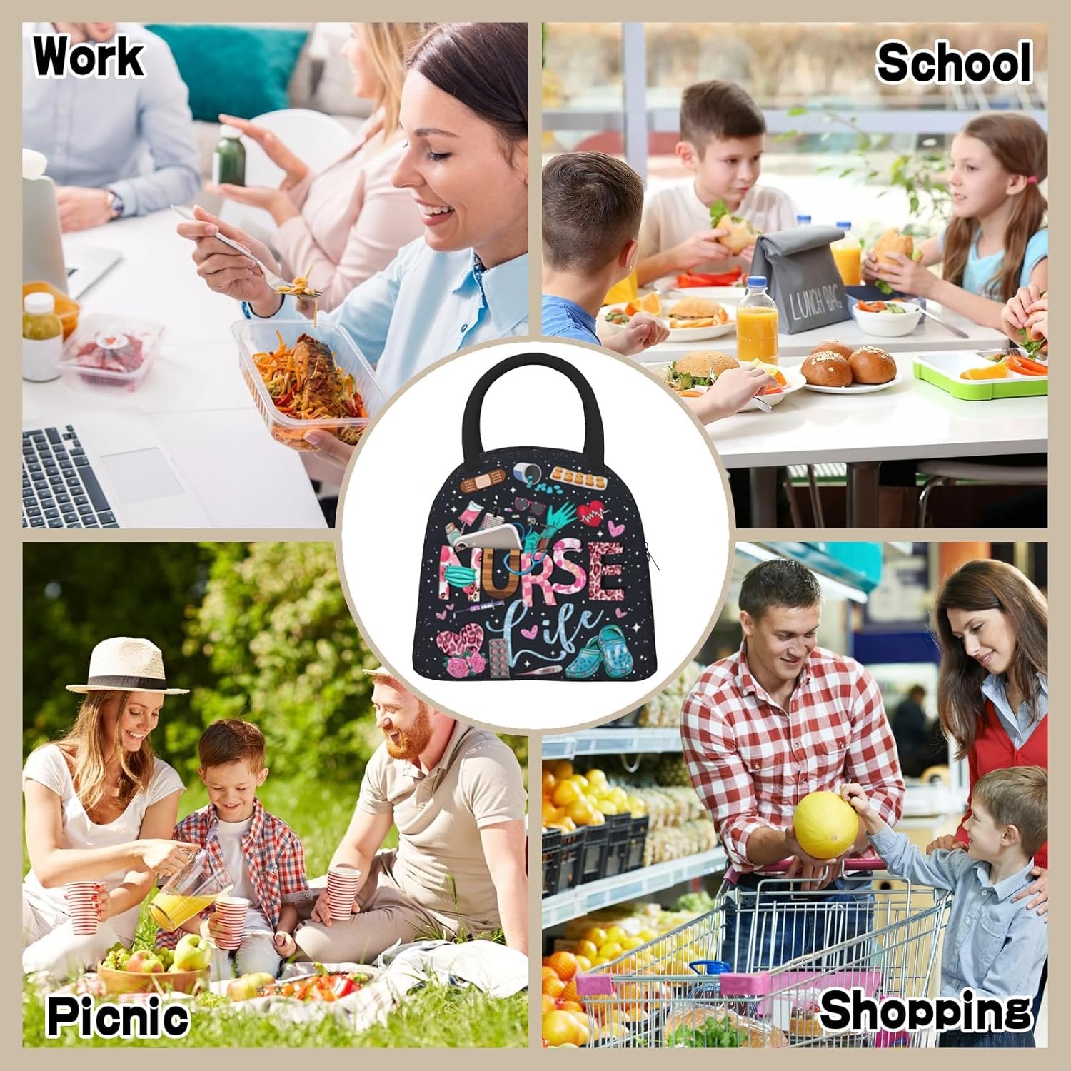 Sac Isotherme pour le Bureau et les Activités de Plein Air, Logo Personnalisé, Sac à Lunch pour Infirmières en Vrac, Idées de Cadeaux pour la Journée des Infirmiers, Sac de Voyage Réutilisable pour Hommes et Femmes