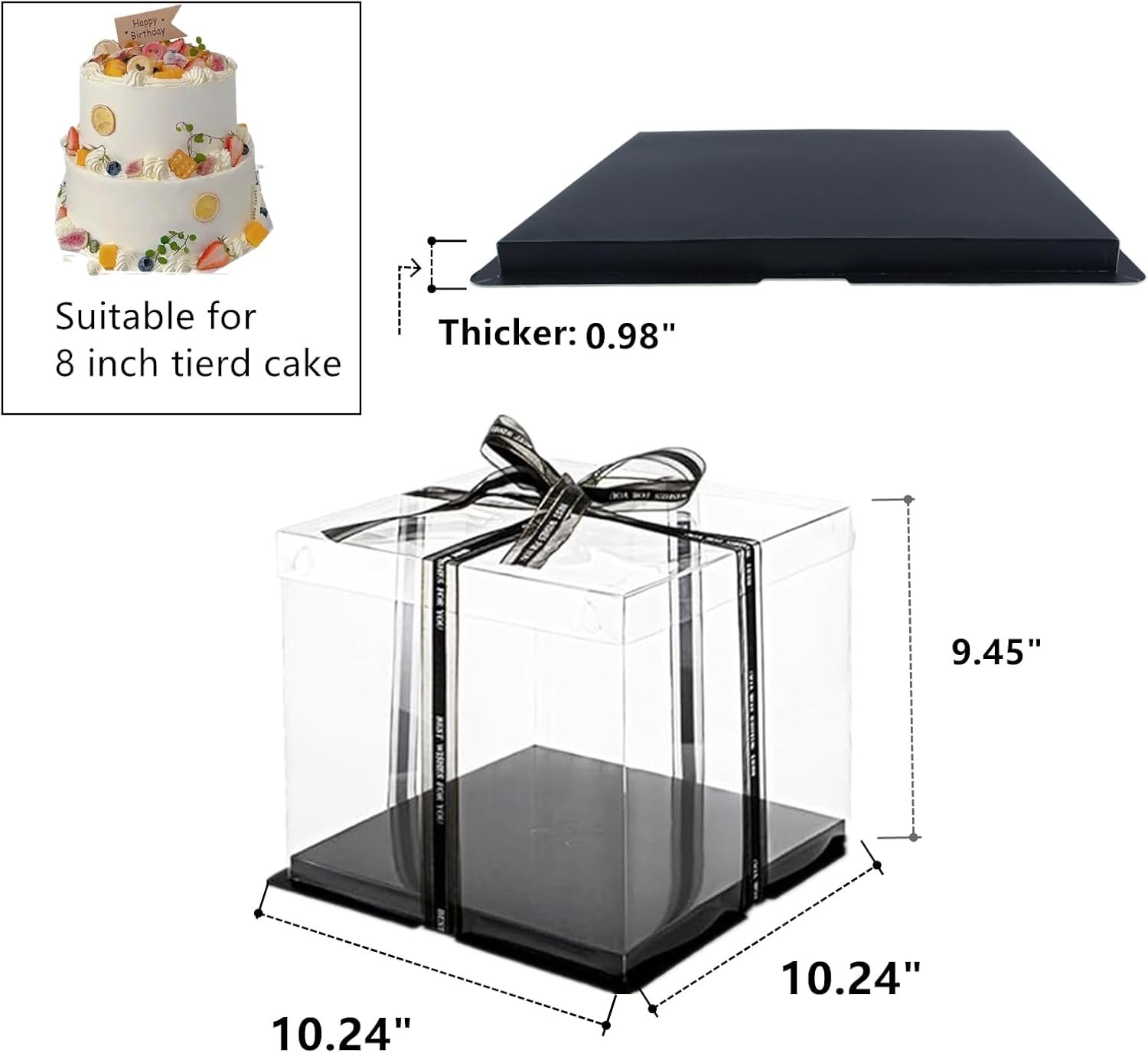 Grossiste 6 Pack de Boîtes à Gâteau Transparentes avec Ruban, Fabricant Porte-Gâteau Haut pour Gâteau à 2 Niveaux, 10x10x9 pouces Boîtes Cadeaux Transparentes avec Couvercle et Tableau Noir, Packaging de Mariage en Vente en Gros Grossiste 6 Pack de Boîtes à Gâteau Transparentes avec Ruban, Fabricant Porte-Gâteau Haut pour Gâteau à 2 Niveaux, 10x10x9 pouces Boîtes Cadeaux Transparentes avec Couvercle et Tableau Noir, Packaging de Mariage en Vente en Gros