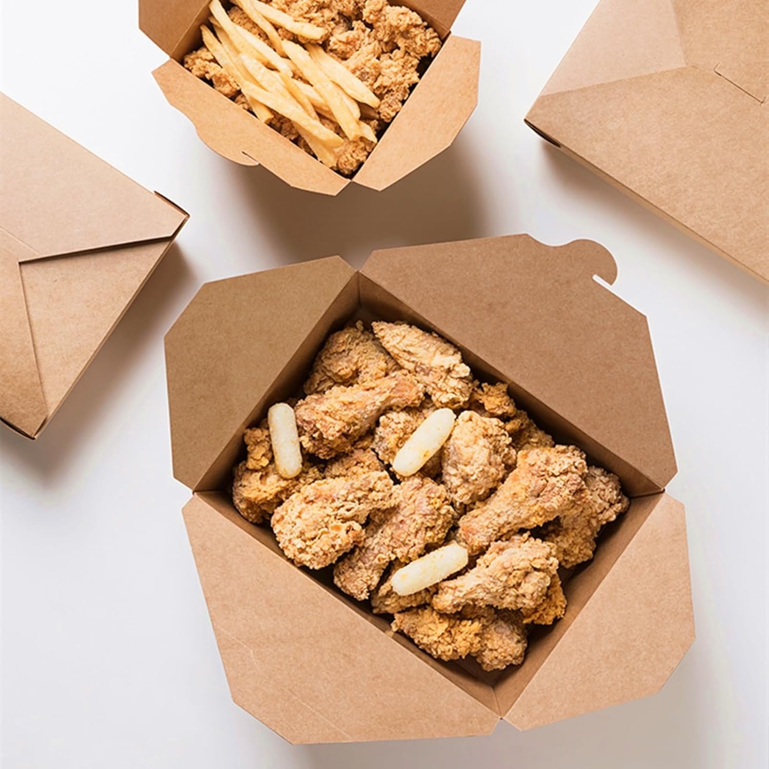 Grossiste 60 Boîtes en Papier à Emporter pour Aliments 25 OZ, Fournisseur Contenants de Nourriture à Emporter Micro-ondables, OEM Boîte à Lunch Empilable pour Restes et Favors de Fête