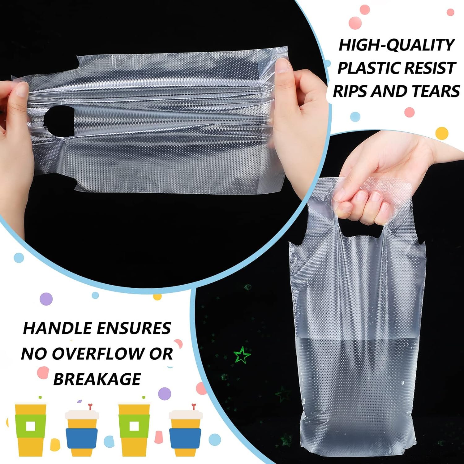 Grossiste sac à boisson pour livraison, logo personnalisé, support de tasse unique en plastique avec poignée, conteneur portable pour café, jus, 6 x 11 pouces, fabricant de solutions en vrac. Grossiste sac à boisson pour livraison, logo personnalisé, support de tasse unique en plastique avec poignée, conteneur portable pour café, jus, 6 x 11 pouces, fabricant de solutions en vrac.