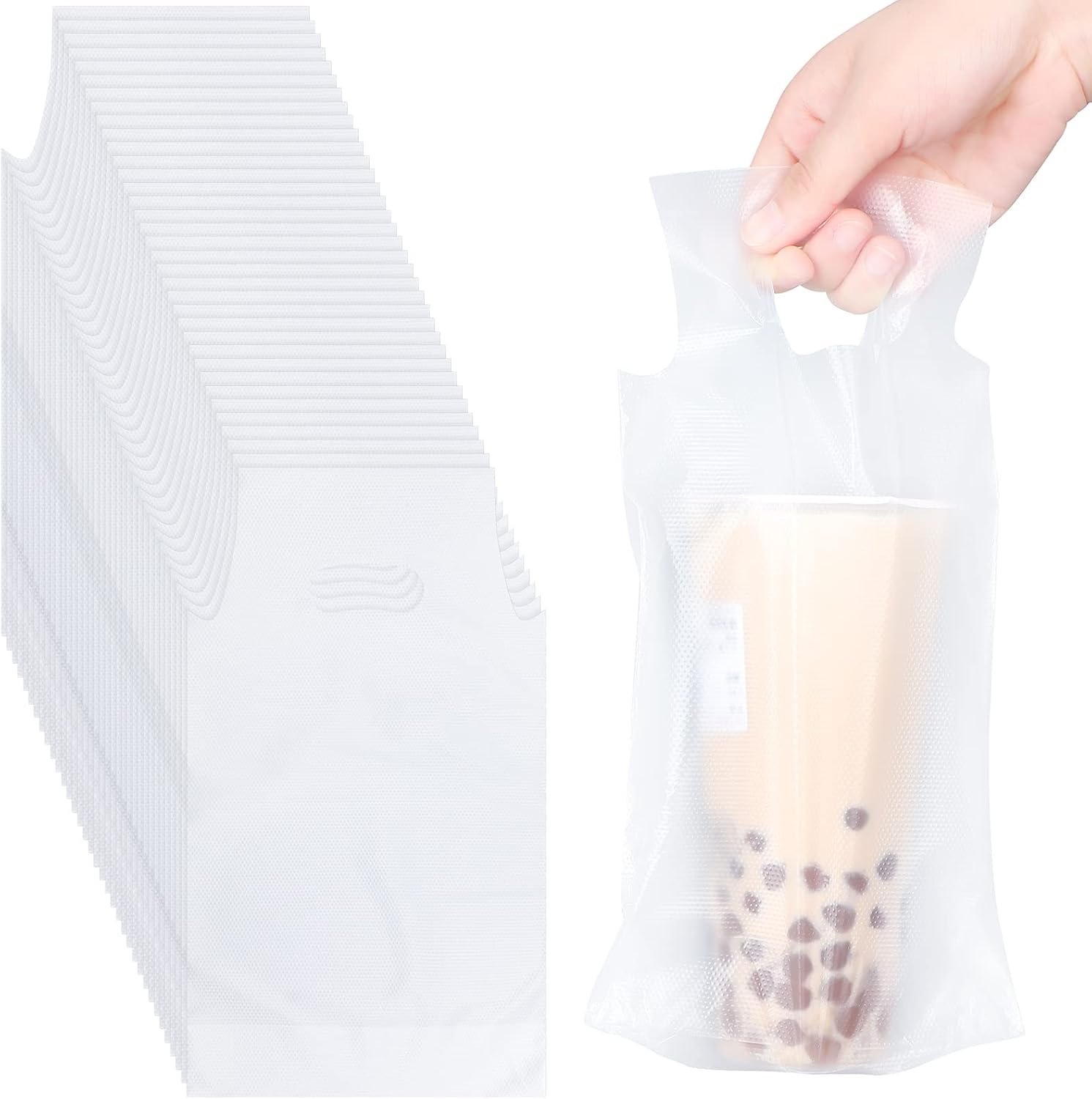 Grossiste sac à boisson pour livraison, logo personnalisé, support de tasse unique en plastique avec poignée, conteneur portable pour café, jus, 6 x 11 pouces, fabricant de solutions en vrac.