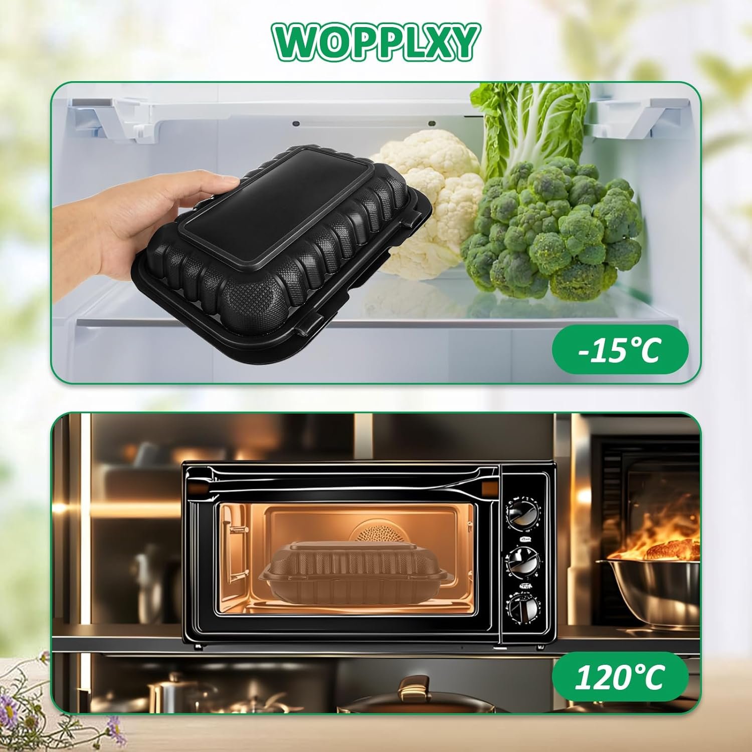 Grossiste 50 Pack de Contenants Alimentaires en Plastique Clamshell 27 OZ, 9 x 6 Pouces avec Couvercles, Recyclables et Sans BPA, Vente en Gros de Boîtes à Emporter pour Rangement Alimentaire.