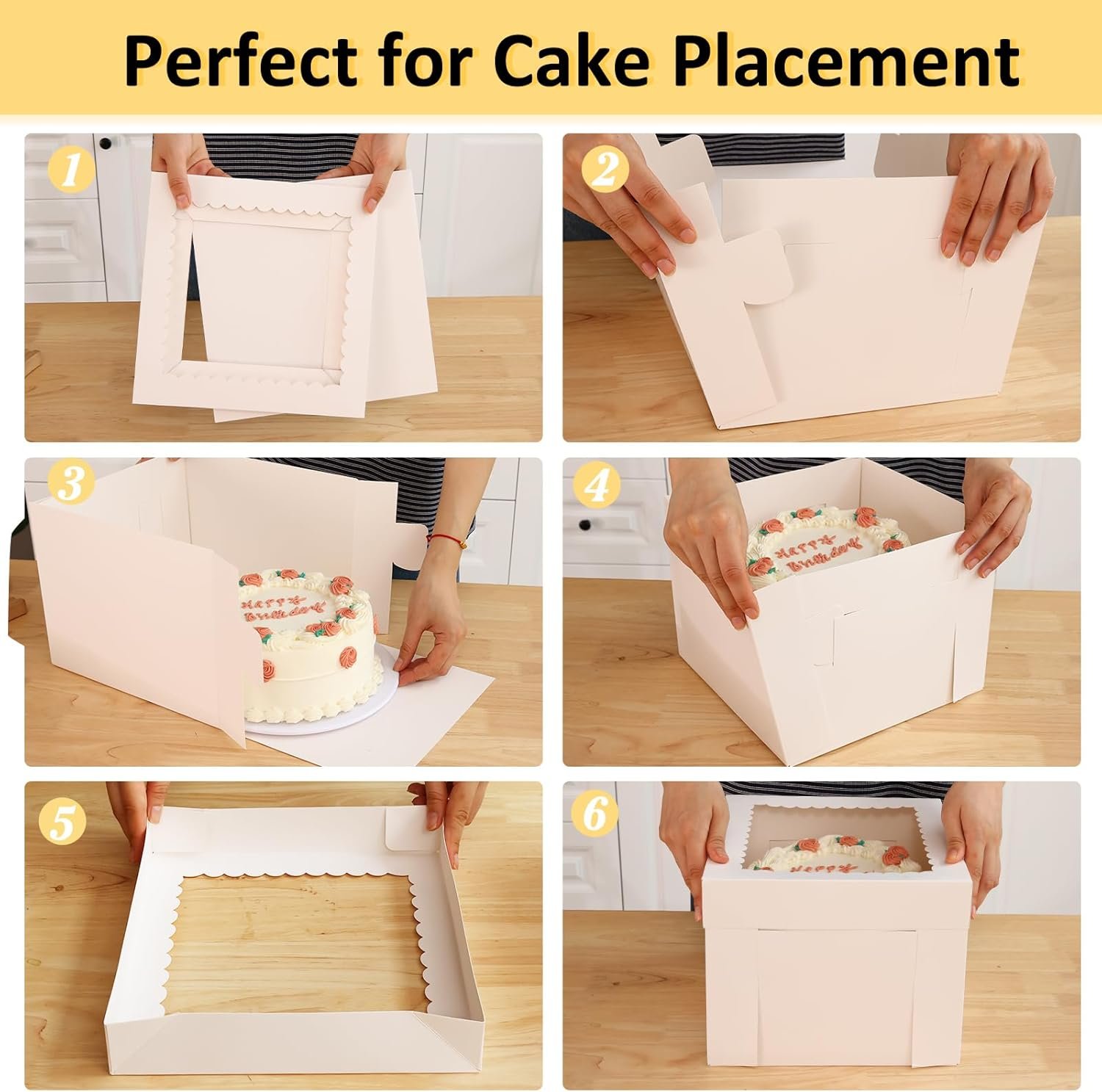 Grossiste des boîtes à gâteaux carrées 12 pièces, 10x10x8 pouces avec fenêtre, pour donuts, tartes, cookies, mariage et anniversaire, avec logo personnalisé, disponibles en vente en gros.