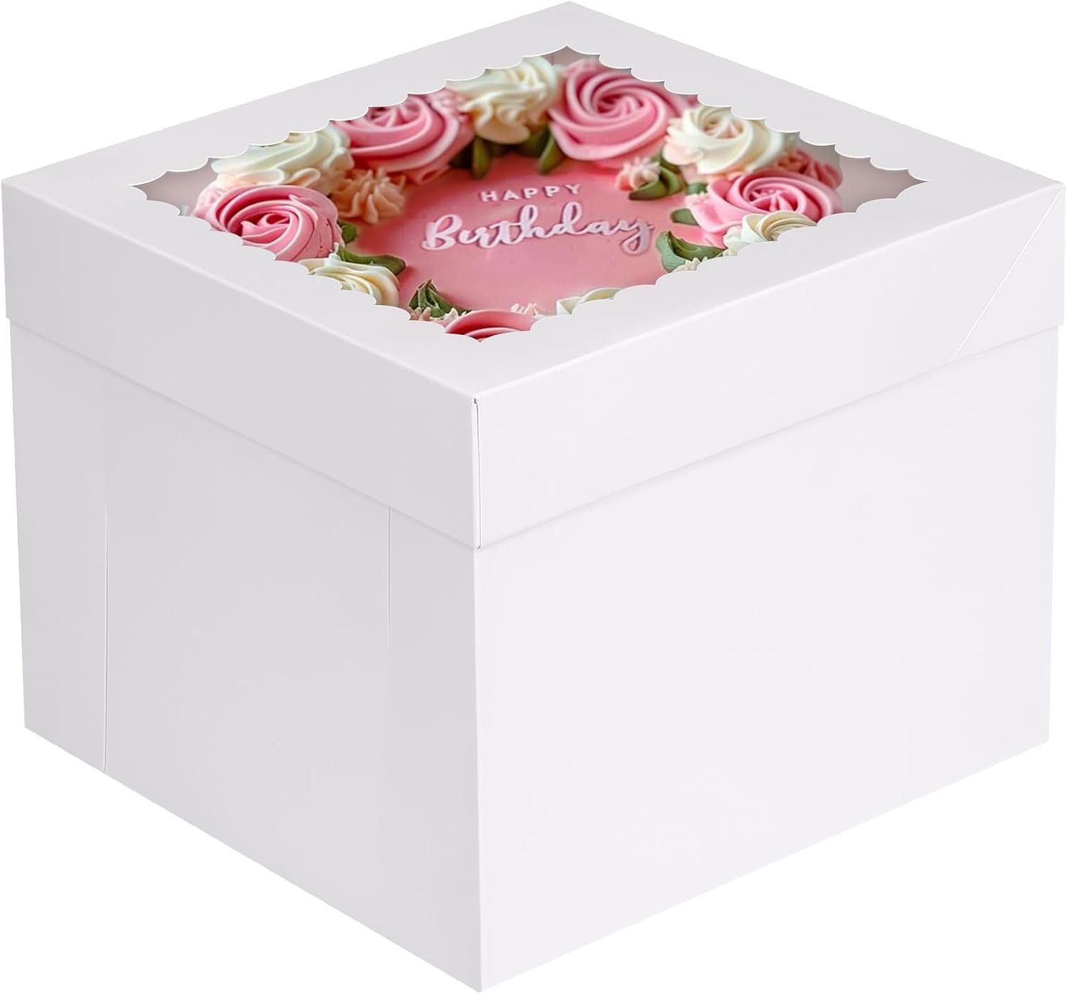 Grossiste des boîtes à gâteaux carrées 12 pièces, 10x10x8 pouces avec fenêtre, pour donuts, tartes, cookies, mariage et anniversaire, avec logo personnalisé, disponibles en vente en gros.