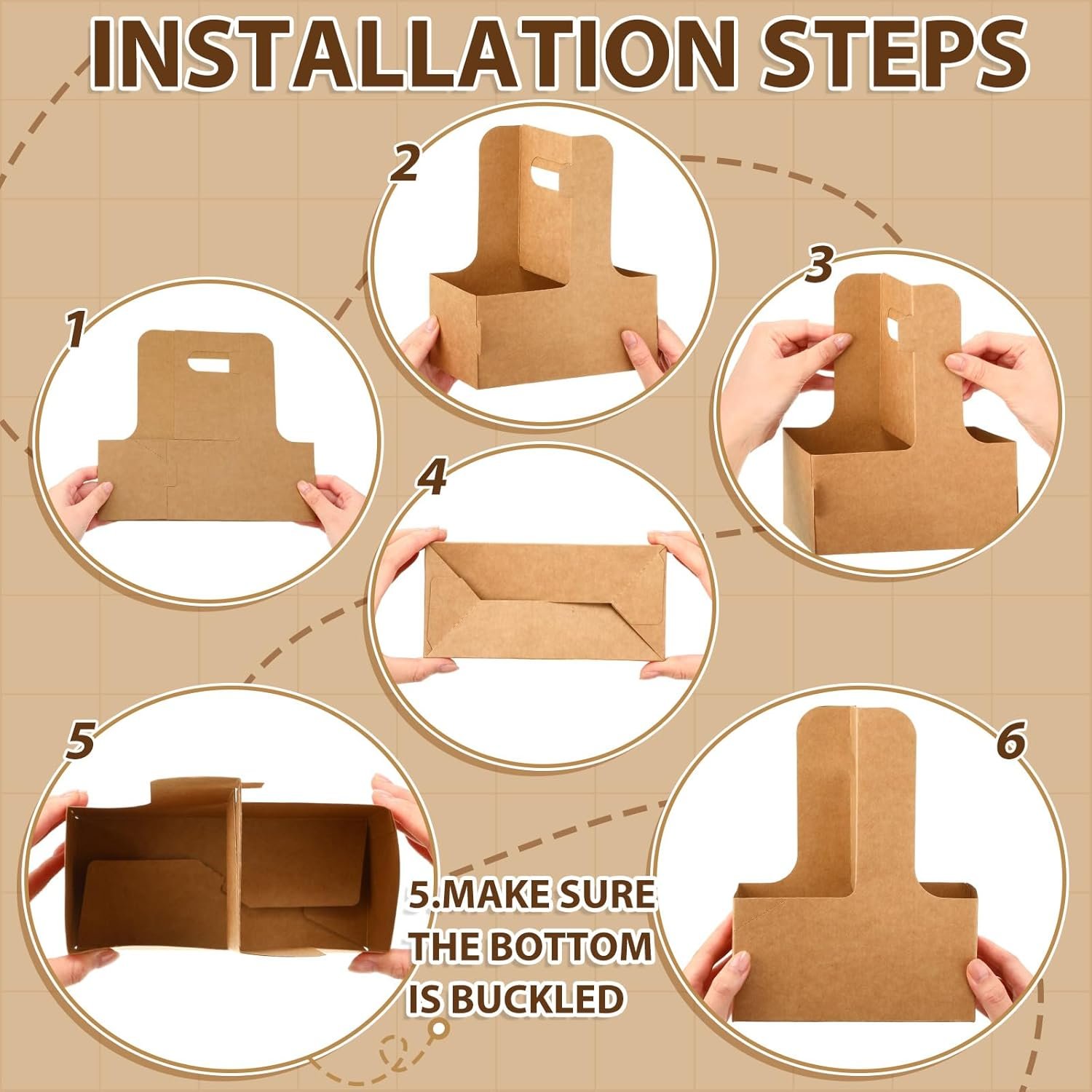 Grossiste support de boisson portable pliable pour 2 tasses avec poignée, fabriqué en carton recyclable pour boissons chaudes/froides avec étiquette cadeau, idéal pour la rentrée, option OEM et personnalisable.