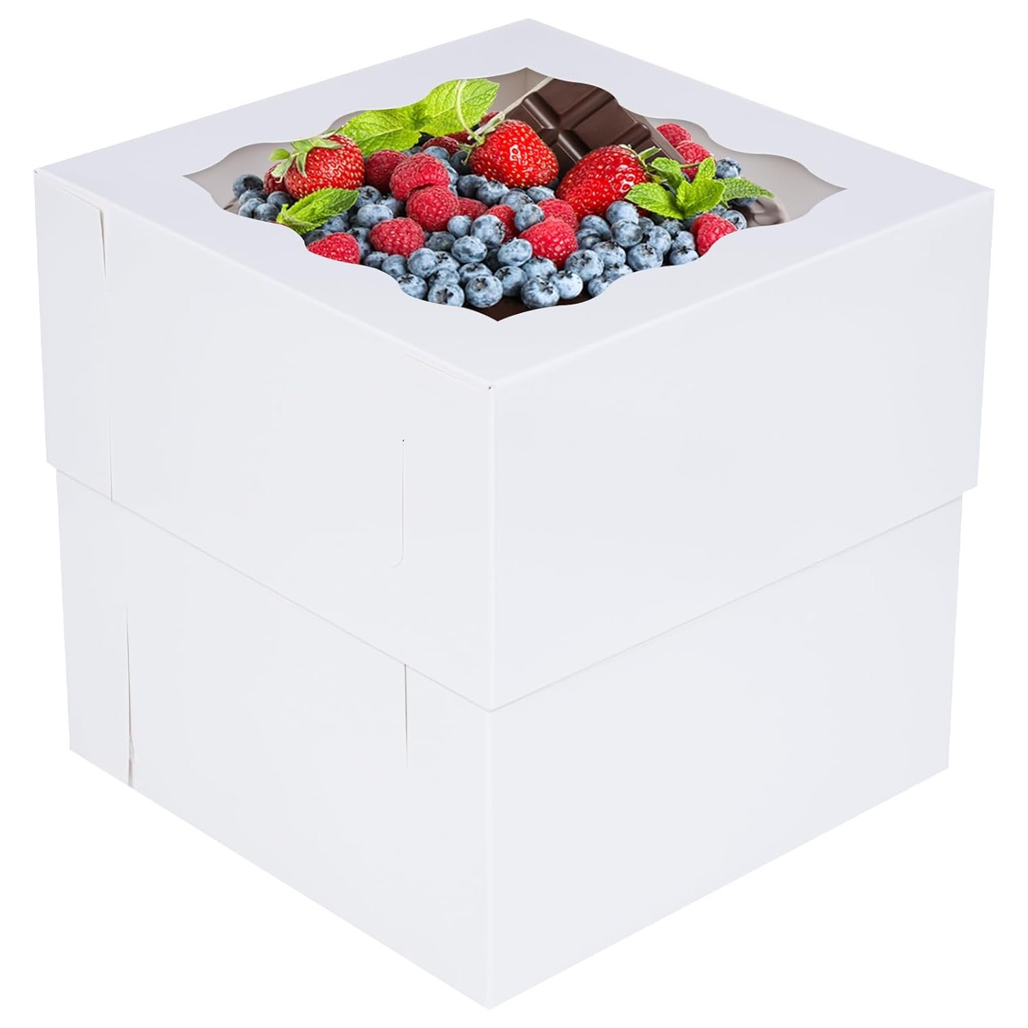 Cajas Pasteles en Vrac avec Fenêtre, Boîtes à Gâteaux 8x8x8 Inches Blances, Logo Personnalisé pour Mariage, Anniversaire, Fête, Fournisseur de Solutions de Rangement