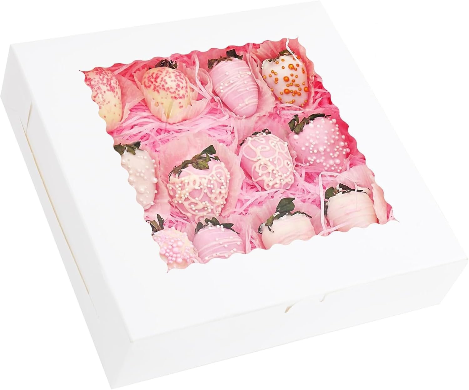 Grossiste 10 Boîtes à Pâtisserie avec Fenêtre 10x10x2,5 pouces, Fournisseur d'Emballages pour Gâteaux, Muffins, Cookies et Desserts, OEM