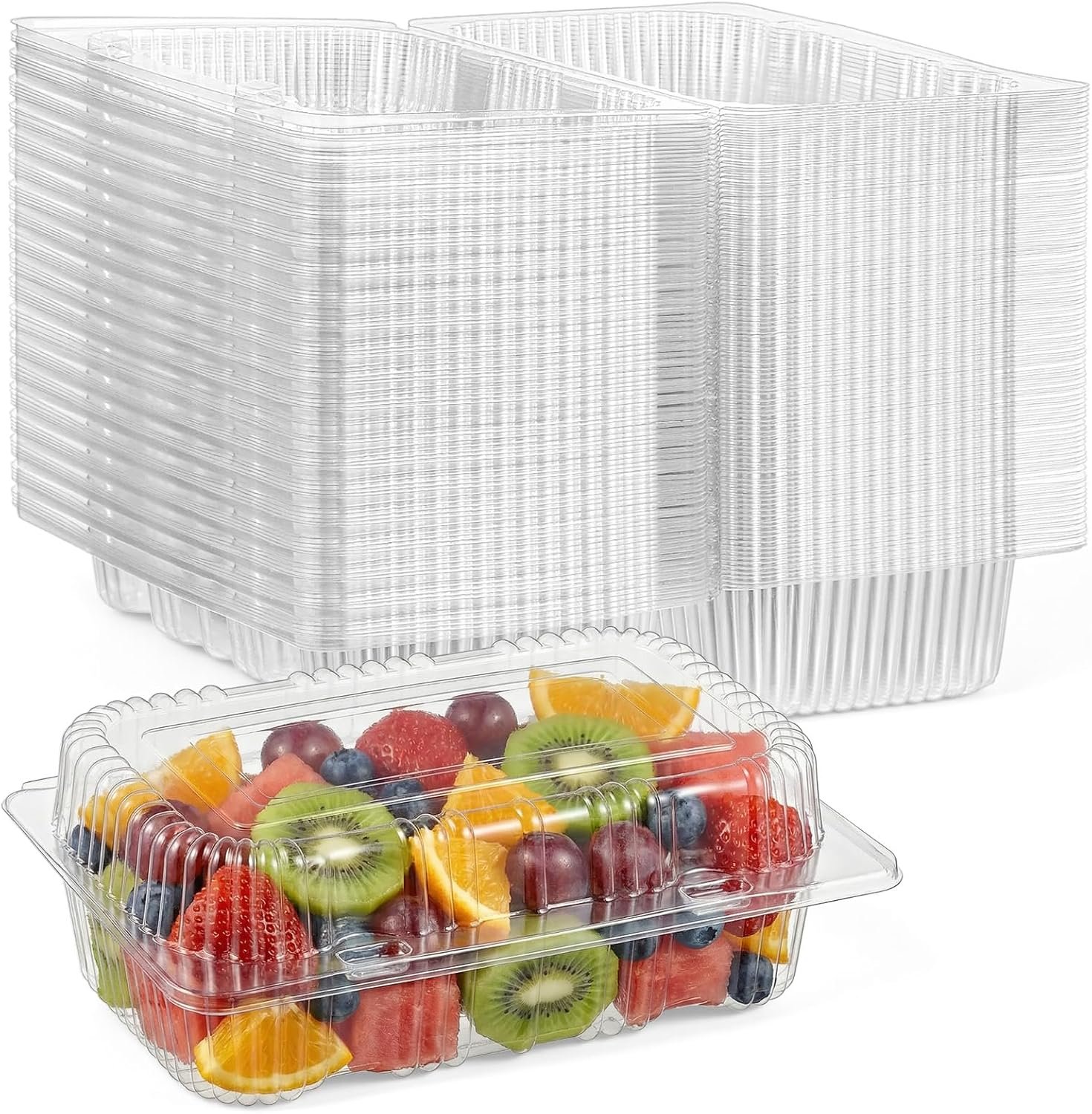 Grossiste conteneurs alimentaires en plastique transparent à charnière, 100 pièces, 7,28 x 4,72 x 2,56 pouces, boîte à emporter robuste pour dessert, sandwich, salade, cookies, logo personnalisé, fabricant.