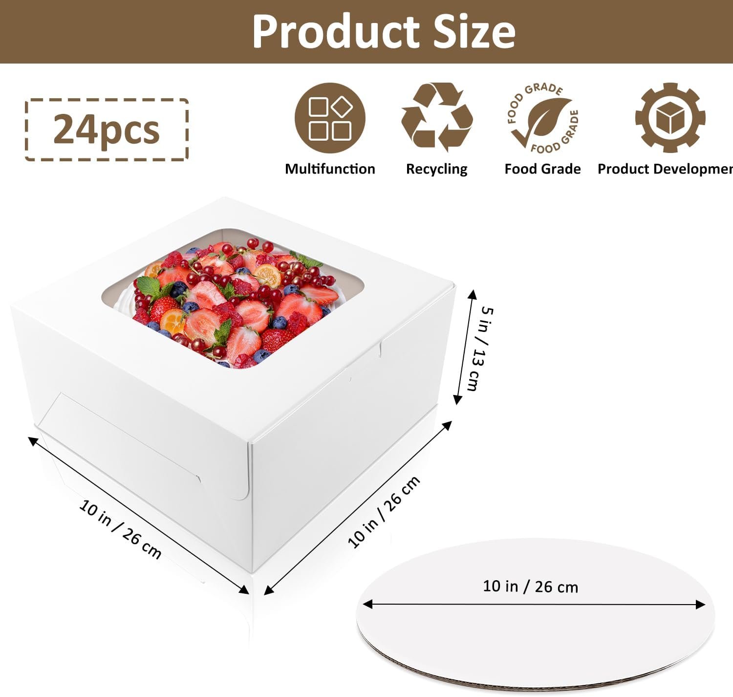 Grossiste de boîtes à gâteaux jetables 10x10x5 pouces avec logo personnalisé, comprenant des plaques à gâteau et des autocollants pour la fête des mères, pâtisseries, cupcakes, tartes, biscuits, vente en gros. Grossiste de boîtes à gâteaux jetables 10x10x5 pouces avec logo personnalisé, comprenant des plaques à gâteau et des autocollants pour la fête des mères, pâtisseries, cupcakes, tartes, biscuits, vente en gros.