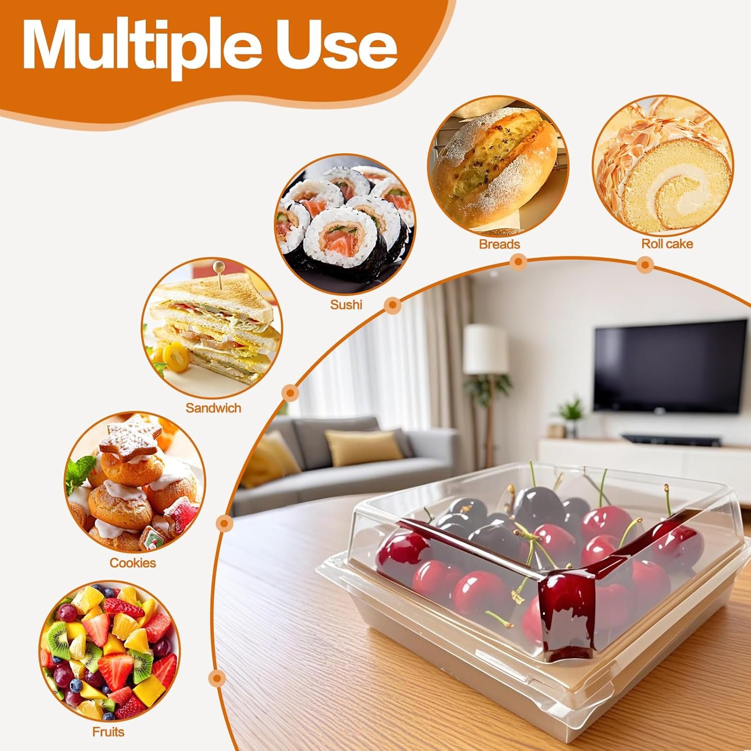 Grossiste en Vrac, 100 Boîtes de Charcuterie Miniatures avec Couvercles Transparente, 5 Pouces, Fournisseur de Contenants Alimentaires Jetables pour Cookies, Sushi, Part de Gâteau, Muffins, Logo Personnalisé.