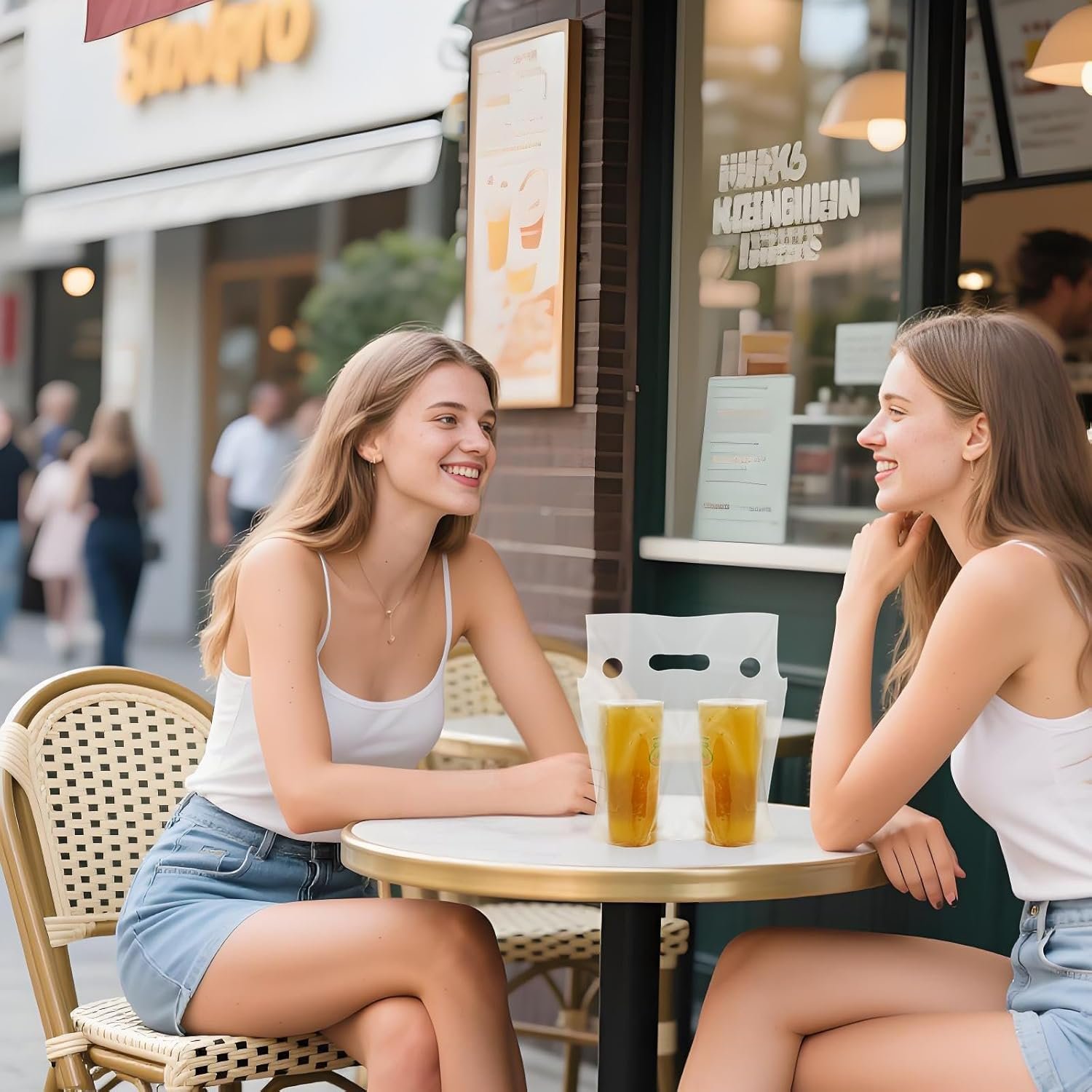 Grossiste de sacs en plastique portables pour boissons, 250 pack de porte-bouteilles 2 tasses, idéal pour la livraison de café et de jus, 11,8 x 3 x 11 pouces - Logo Personnalisé - Fabricant.