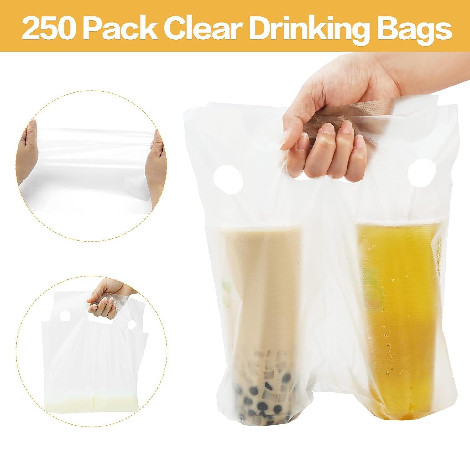 Grossiste de sacs en plastique portables pour boissons, 250 pack de porte-bouteilles 2 tasses, idéal pour la livraison de café et de jus, 11,8 x 3 x 11 pouces - Logo Personnalisé - Fabricant.