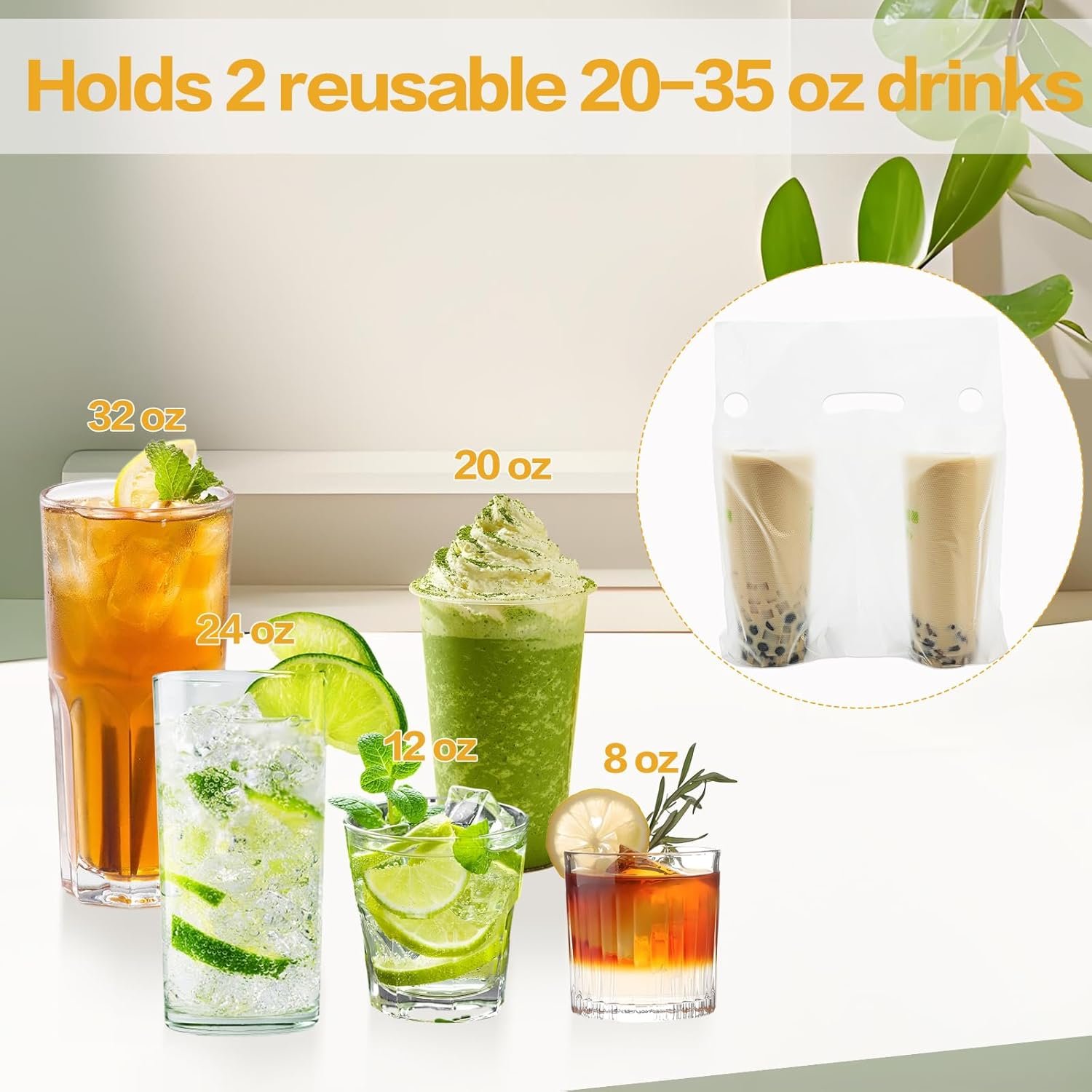 Grossiste de sacs en plastique portables pour boissons, 250 pack de porte-bouteilles 2 tasses, idéal pour la livraison de café et de jus, 11,8 x 3 x 11 pouces - Logo Personnalisé - Fabricant.