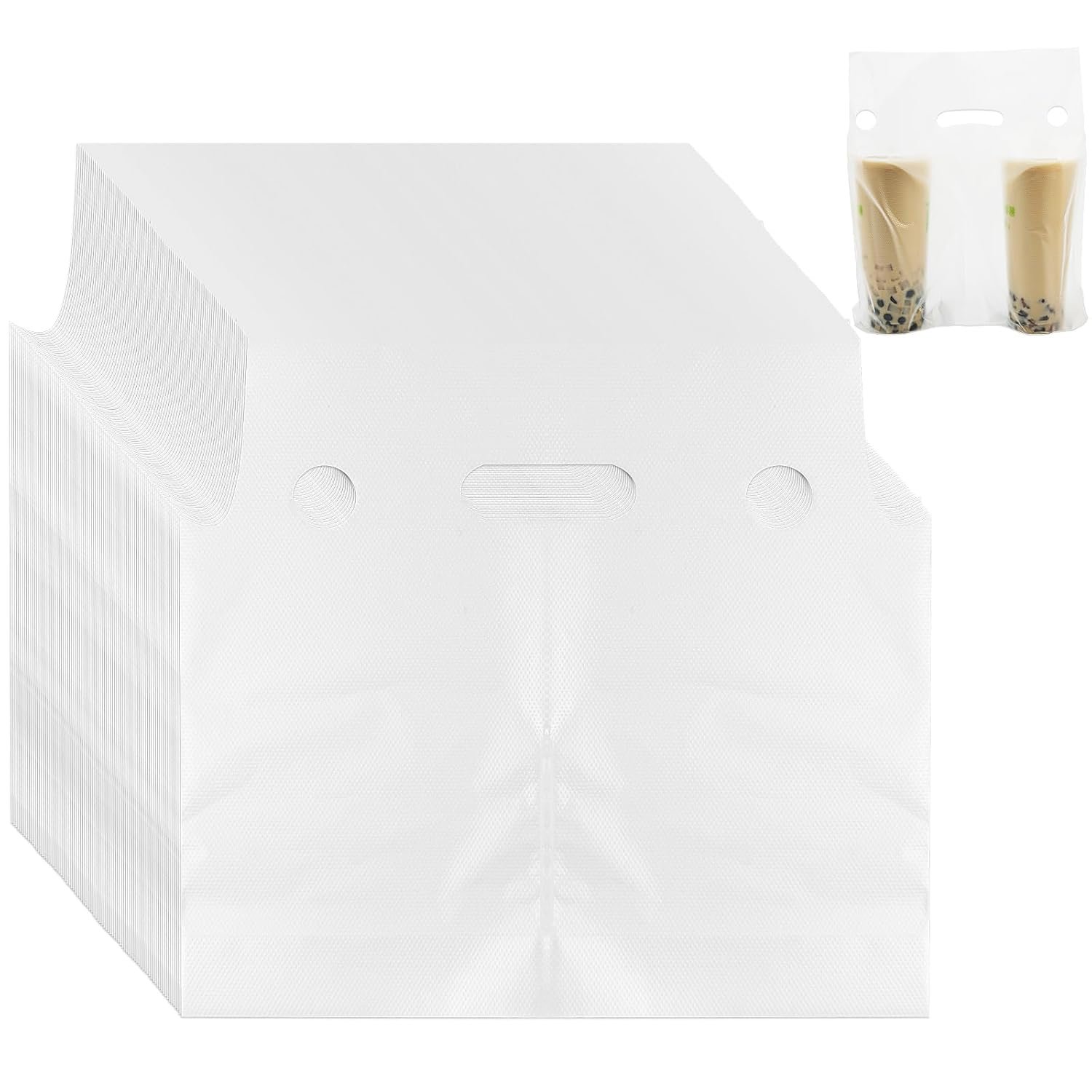 Grossiste de sacs en plastique portables pour boissons, 250 pack de porte-bouteilles 2 tasses, idéal pour la livraison de café et de jus, 11,8 x 3 x 11 pouces - Logo Personnalisé - Fabricant.