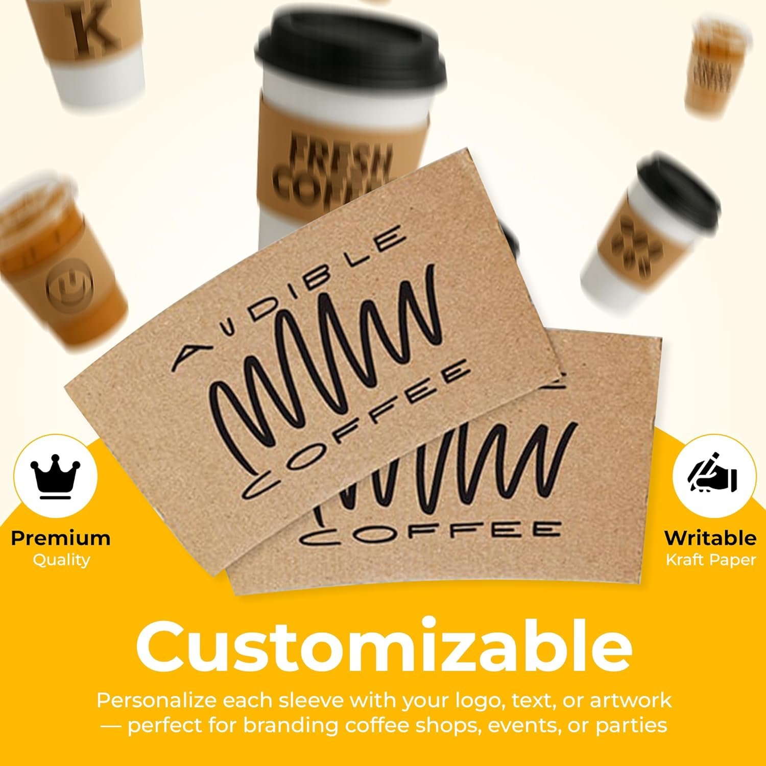 Grossiste de manchons à café isolants personnalisables de 25 pièces pour tasses de 10-20oz | Marque blanche, design en papier kraft éco-responsable, réutilisable et élégant, parfait pour les boissons chaudes et froides, cafés, fêtes et événements, Fabricant fiable. Grossiste de manchons à café isolants personnalisables de 25 pièces pour tasses de 10-20oz | Marque blanche, design en papier kraft éco-responsable, réutilisable et élégant, parfait pour les boissons chaudes et froides, cafés, fêtes et événements, Fabricant fiable.