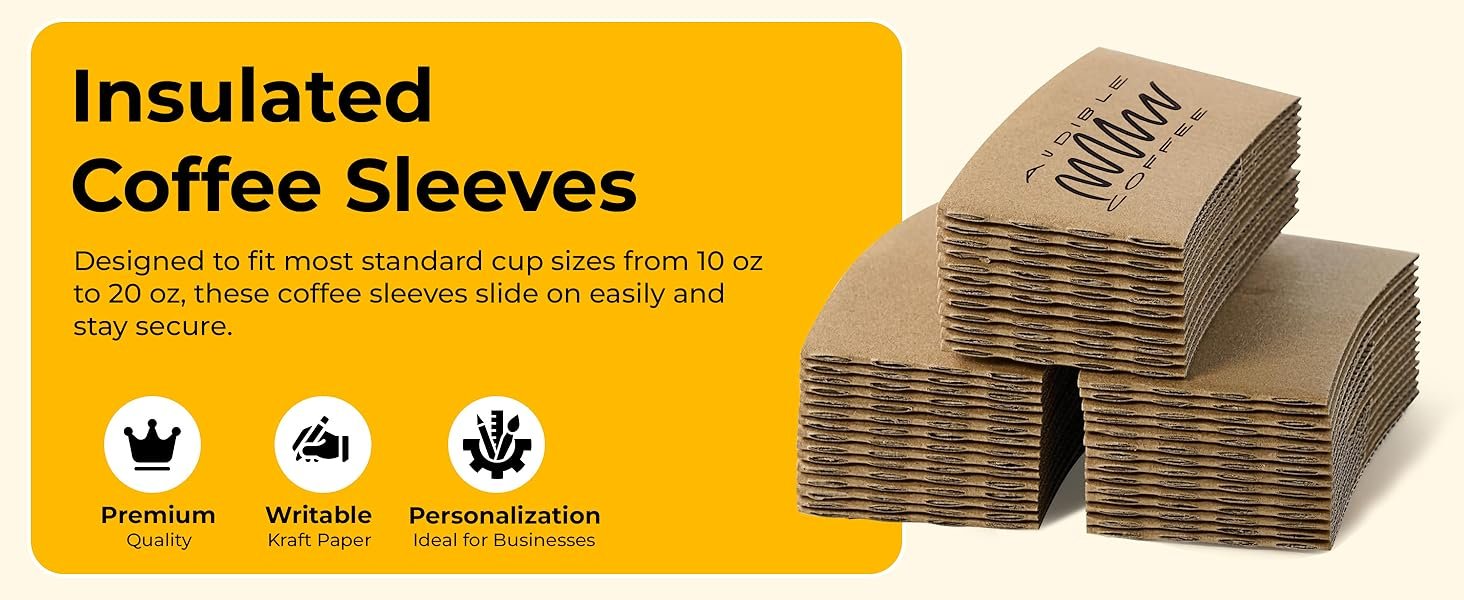 Grossiste de manchons à café isolants personnalisables de 25 pièces pour tasses de 10-20oz | Marque blanche, design en papier kraft éco-responsable, réutilisable et élégant, parfait pour les boissons chaudes et froides, cafés, fêtes et événements, Fabricant fiable. Grossiste de manchons à café isolants personnalisables de 25 pièces pour tasses de 10-20oz | Marque blanche, design en papier kraft éco-responsable, réutilisable et élégant, parfait pour les boissons chaudes et froides, cafés, fêtes et événements, Fabricant fiable.