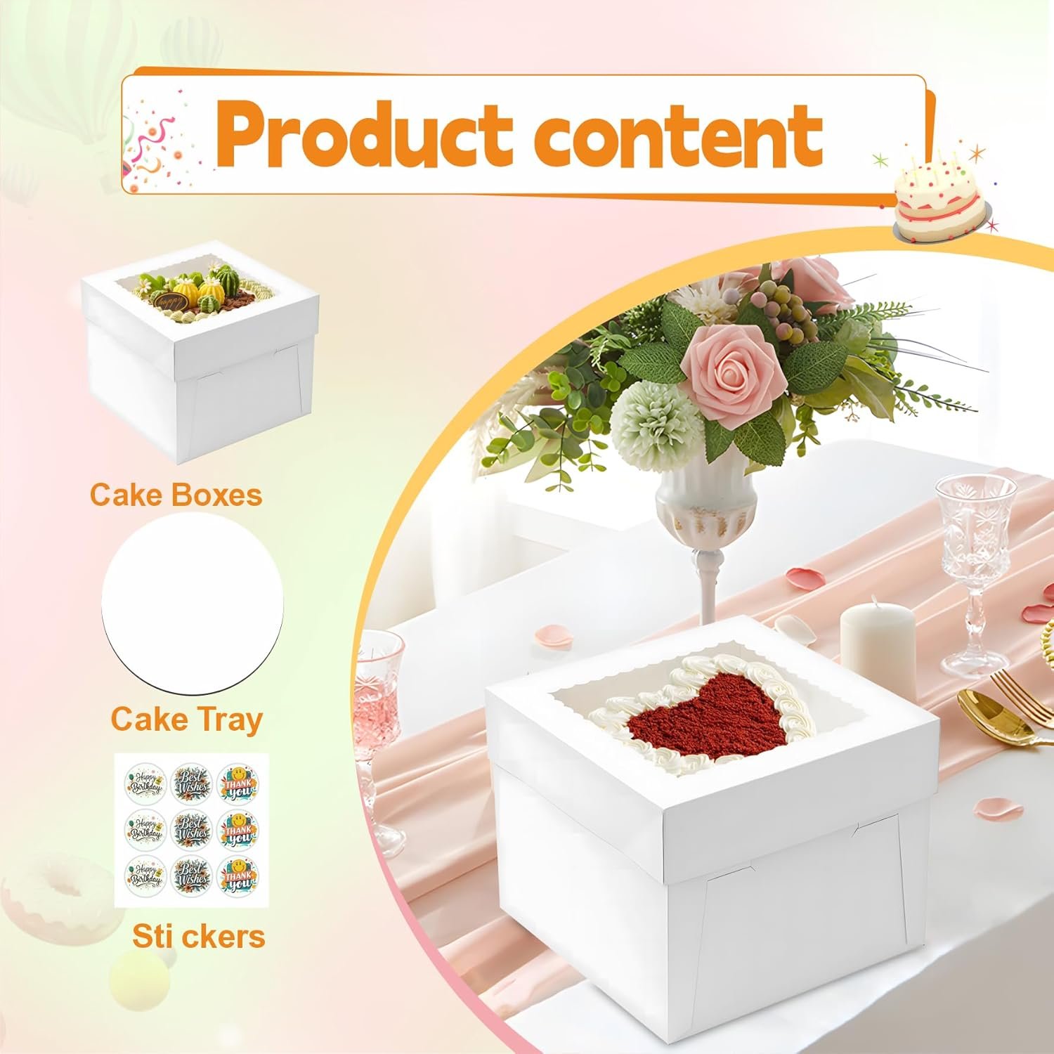 Grossiste 3pcs Boîtes à gâteau, 10x10x8 pouces avec fenêtre et support de gâteau, parfaites pour mariage, anniversaire, et banquet, Logo Personnalisé et Stickers, Fabricant en Vrac. Grossiste 3pcs Boîtes à gâteau, 10x10x8 pouces avec fenêtre et support de gâteau, parfaites pour mariage, anniversaire, et banquet, Logo Personnalisé et Stickers, Fabricant en Vrac.