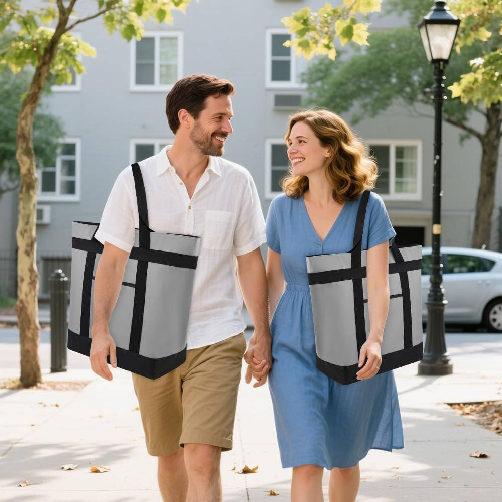 Grossiste de sacs isothermes réutilisables 2PK, grands sacs à zipper pour les courses, sacs thermiques étanches pour livraison de nourriture, plage, voyage et pique-nique, fournisseur OEM, vente en gros et pliables.