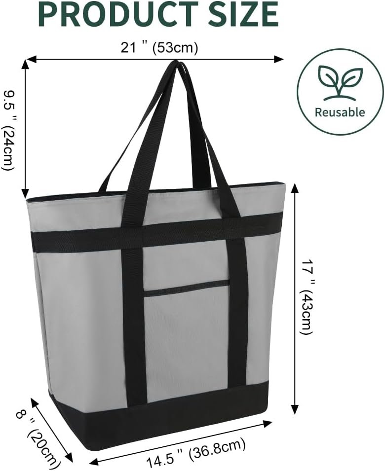 Grossiste de sacs isothermes réutilisables 2PK, grands sacs à zipper pour les courses, sacs thermiques étanches pour livraison de nourriture, plage, voyage et pique-nique, fournisseur OEM, vente en gros et pliables.